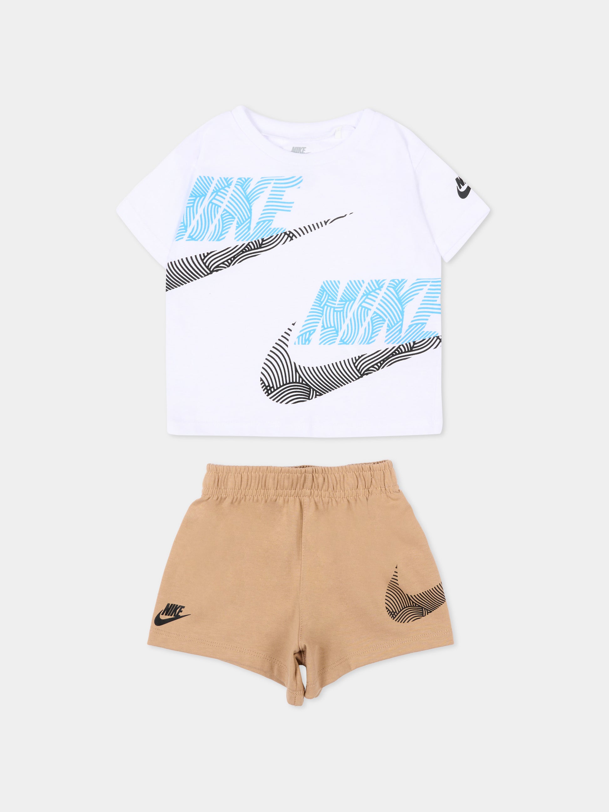 Completo sportivo bianco per neonati con logo,Nike,66N737 X0L