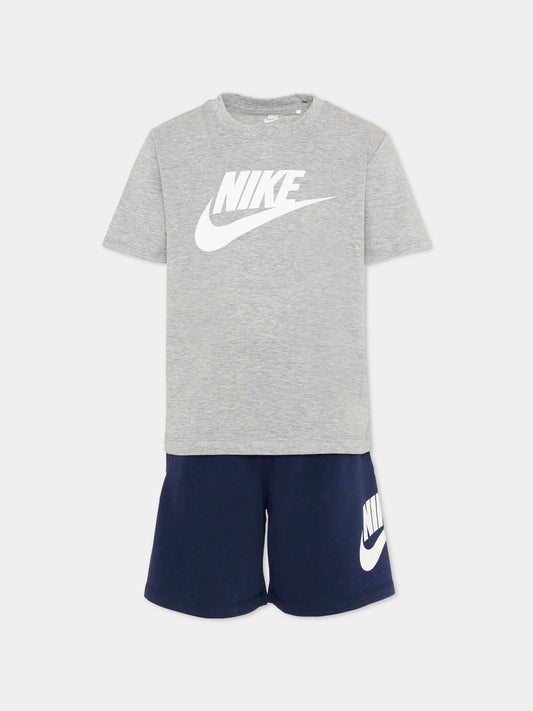 Completo sportivo blu per bambino con logo,Nike,86L596 UJL
