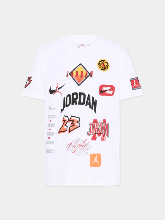 T-Shirt bianca per bambino con loghi,Jordan,95F385 001