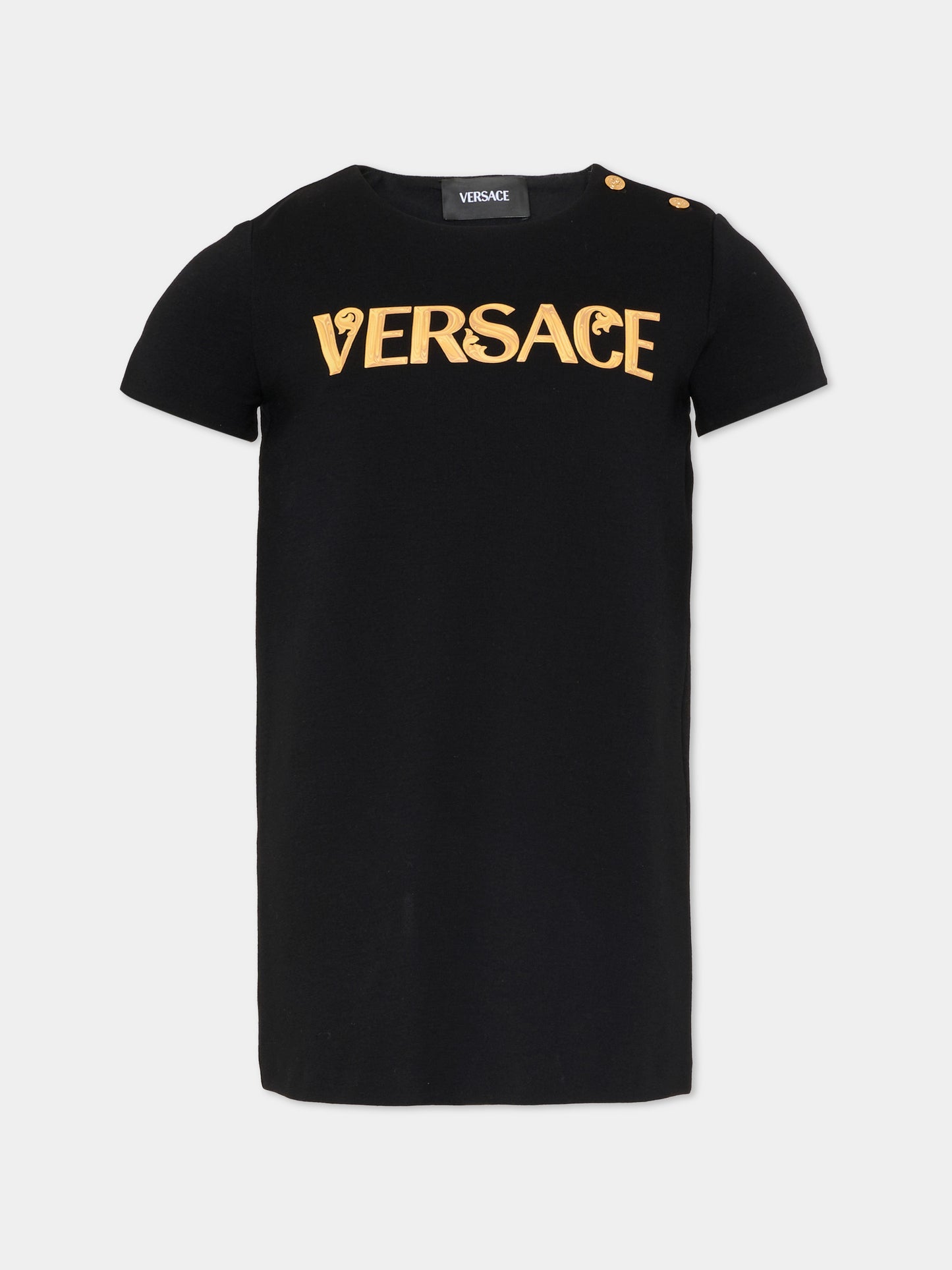 Vestito nero per bambina con logo,Versace,1023135 1A17130 2B130