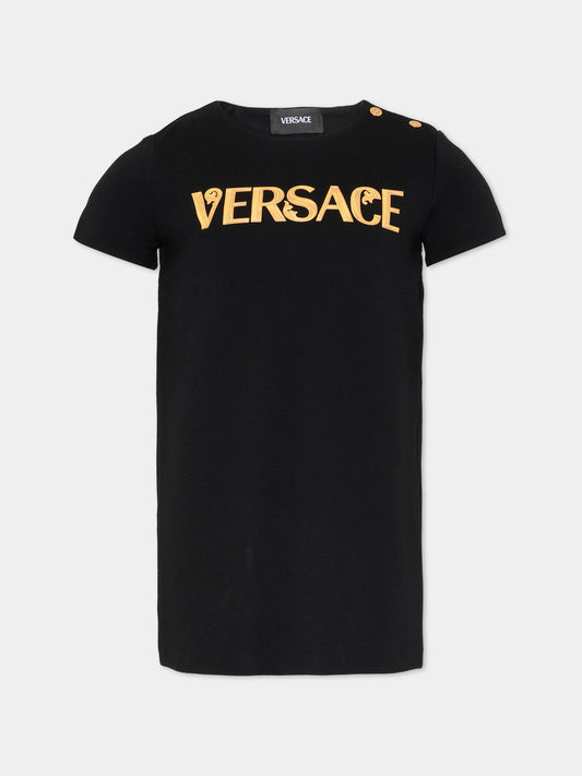 Vestito nero per bambina con logo,Versace,1023135 1A17130 2B130