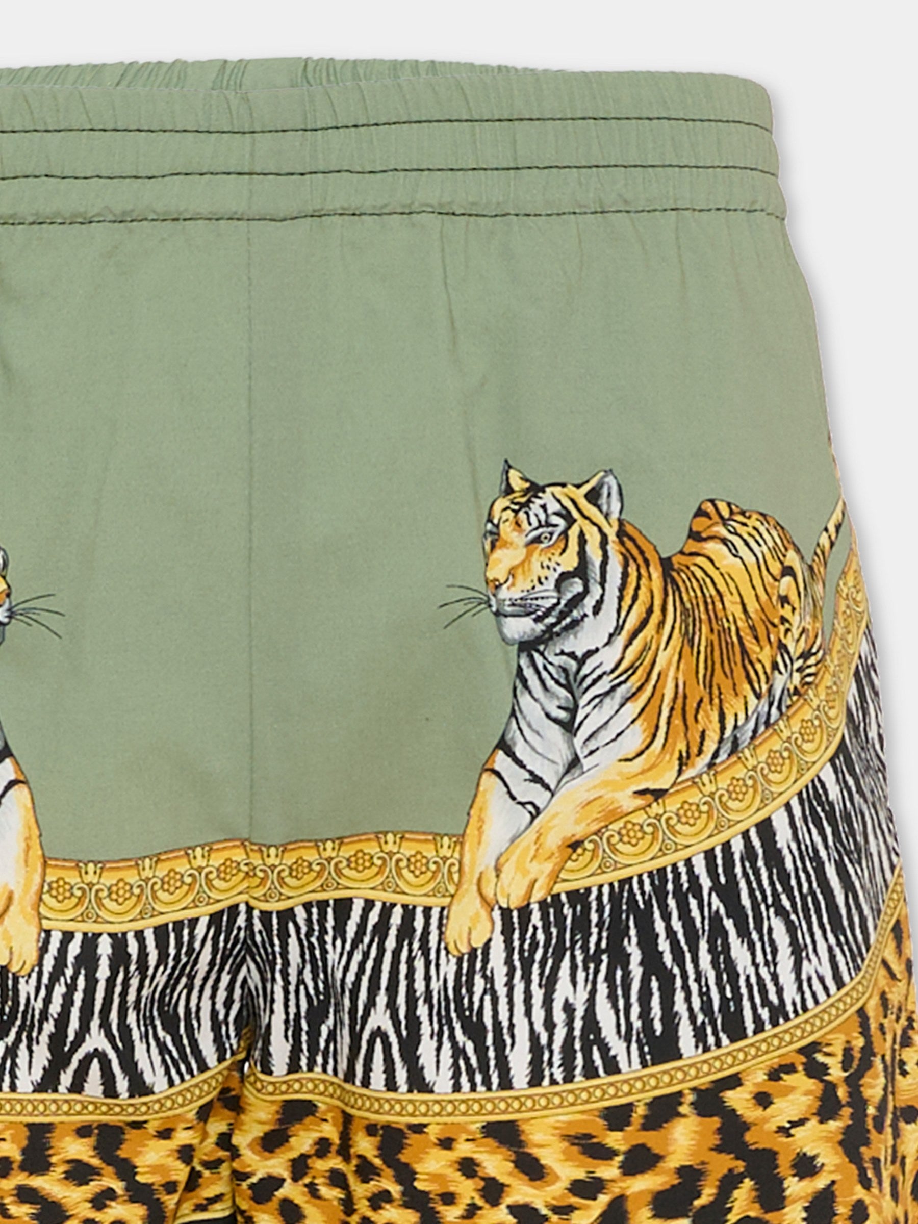 Shorts verdi per bambino con tigre,Versace,1019532 1A17054 5GC40