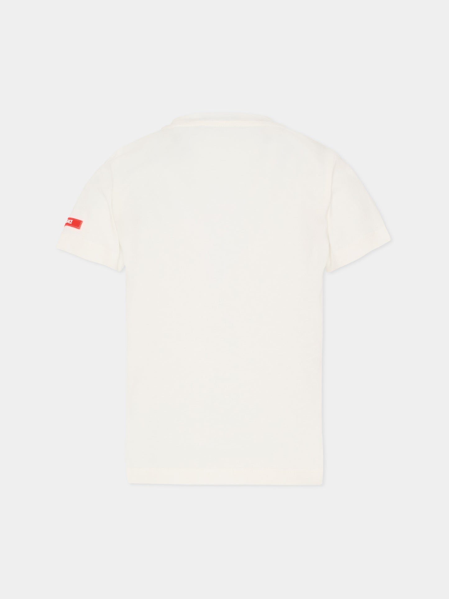 T-shirt avorio per bambini con Medusa arancione fluo,Versace,1018570 1A16957 2W830