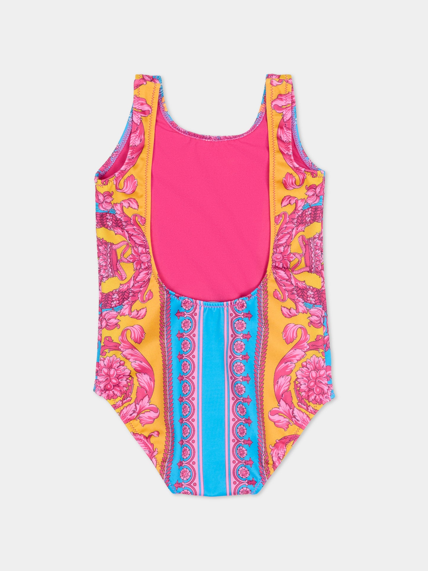 Costume intero multicolor per neonata con Medusa,Versace,1021123 1A16912 5PF70