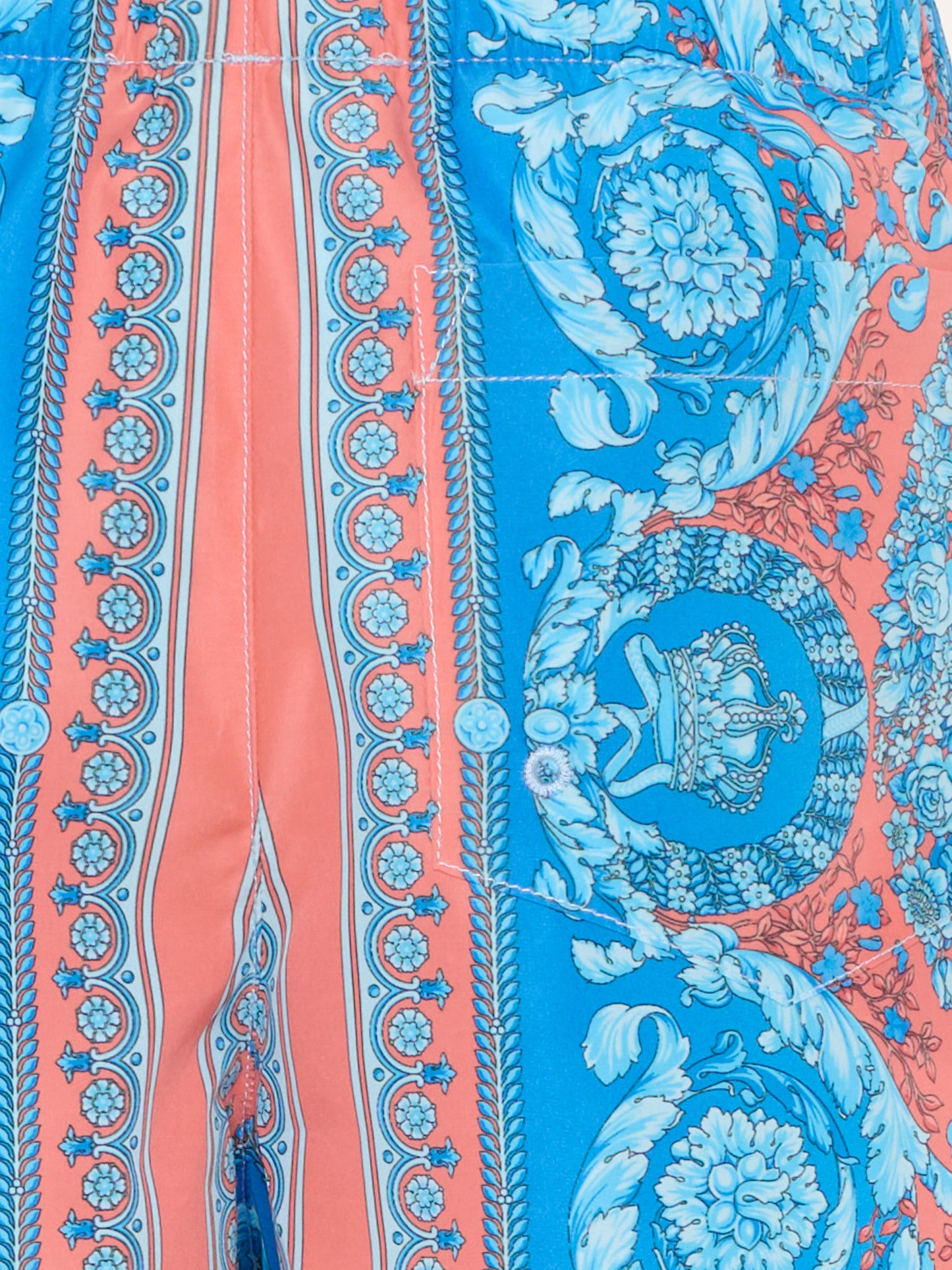 Boxer mare azzurro per bambino con stampa Barocco,Versace,1018706 1A16913 5UH60