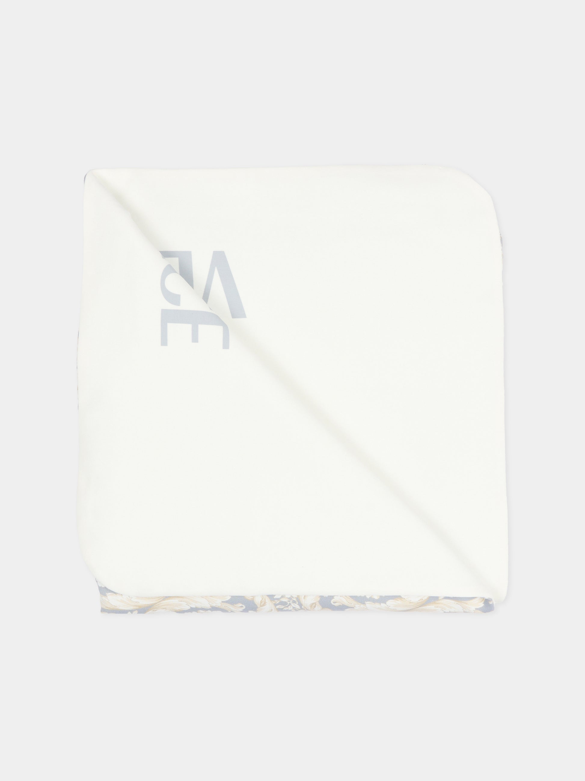 Coperta bianca per neonati con stampa Barocco,Versace,1017939 1A16894 2EO90