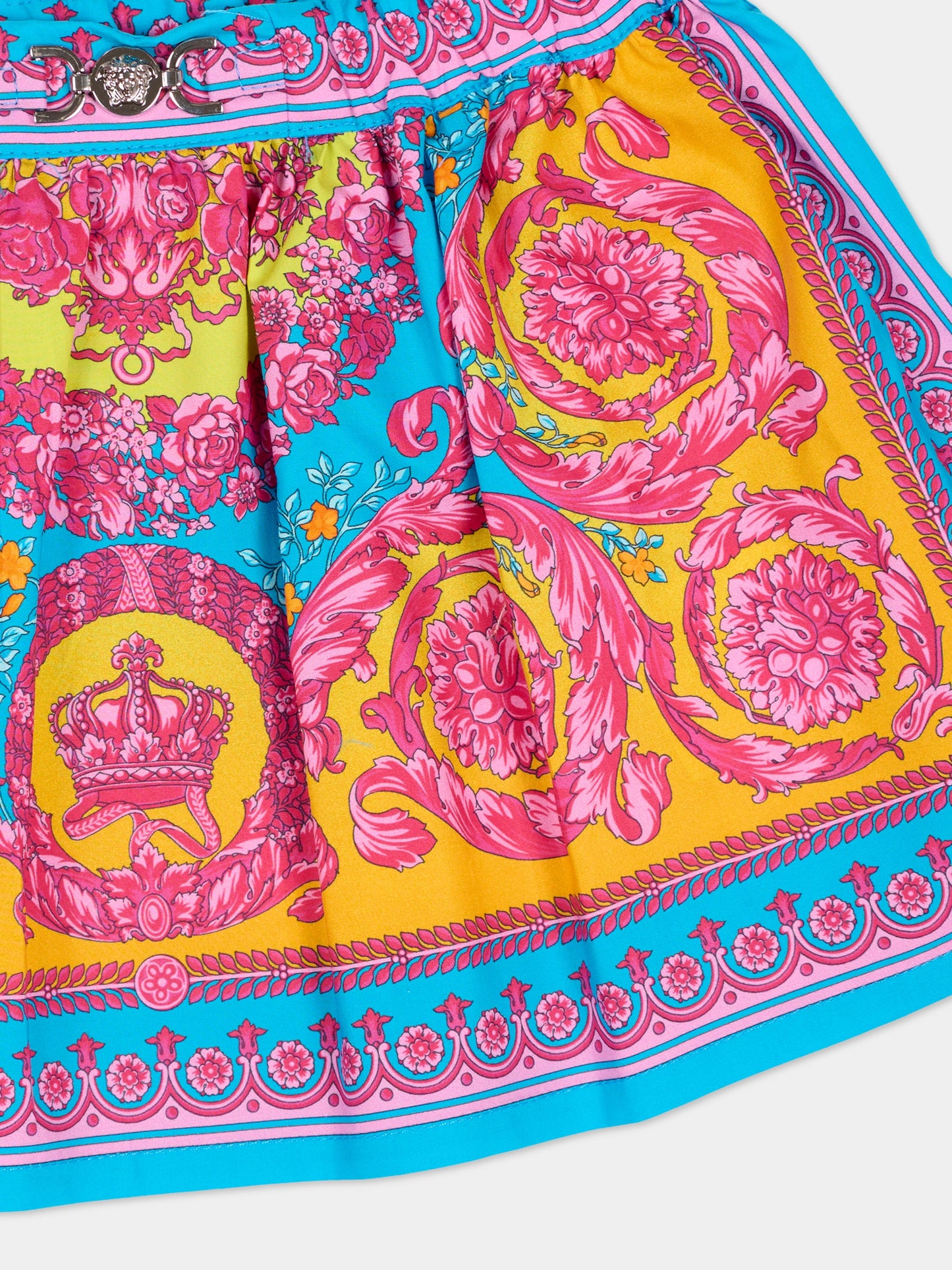 Gonna multicolor per neonata con motivo Barocco,Versace,1023078 1A17053 5PF70