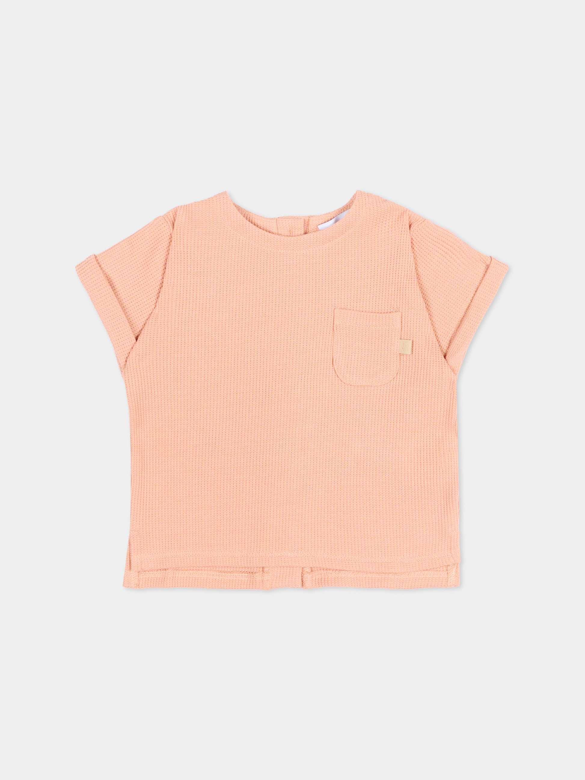 T-shirt rosa per neonata con taschino,Bamboom,1115TE00072 CORAL