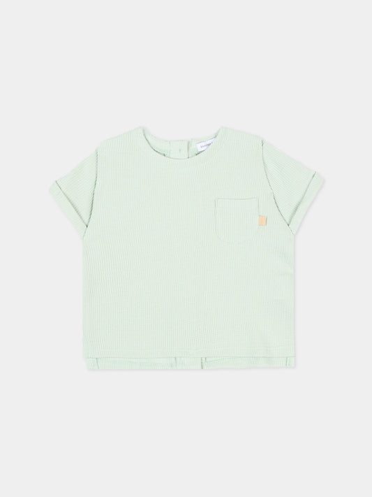 T-Shirt azzurra per neonata con taschino,Bamboom,1115TE00072 OCEAN BLU