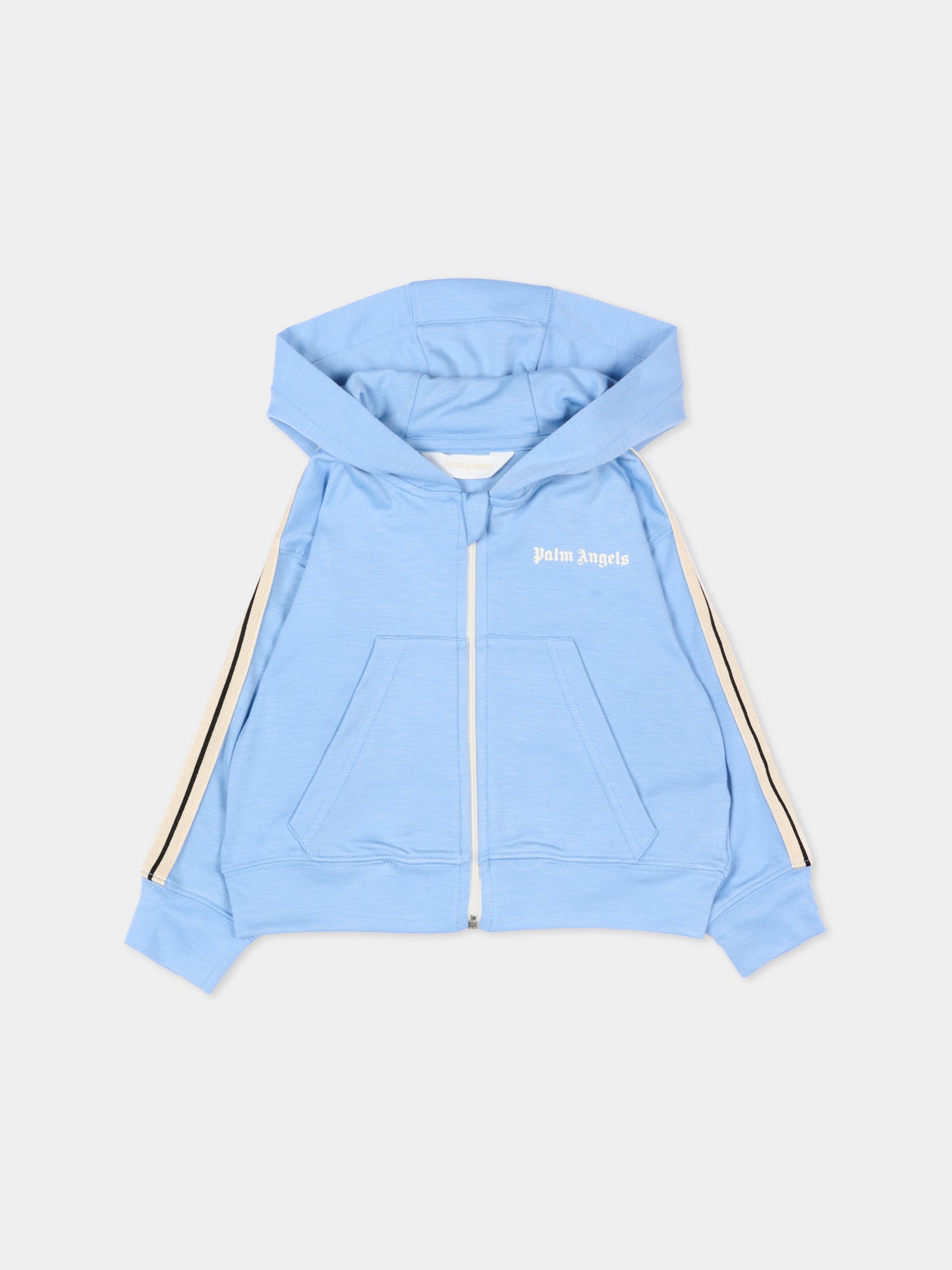 Felpa celeste per neonato con bande,Palm Angels,PB3X003S26FLE001 050
