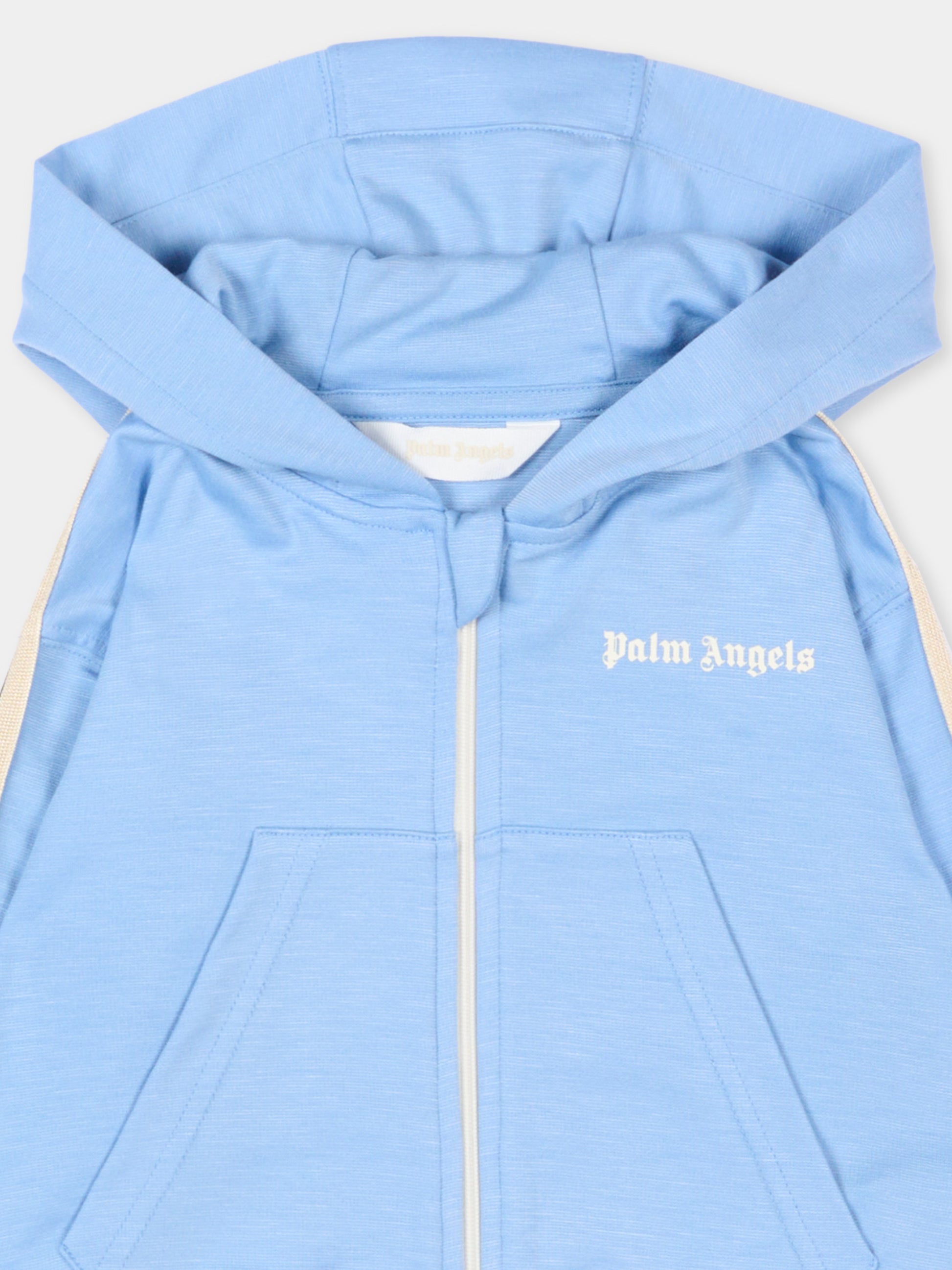 Felpa celeste per neonato con bande,Palm Angels,PB3X003S26FLE001 050