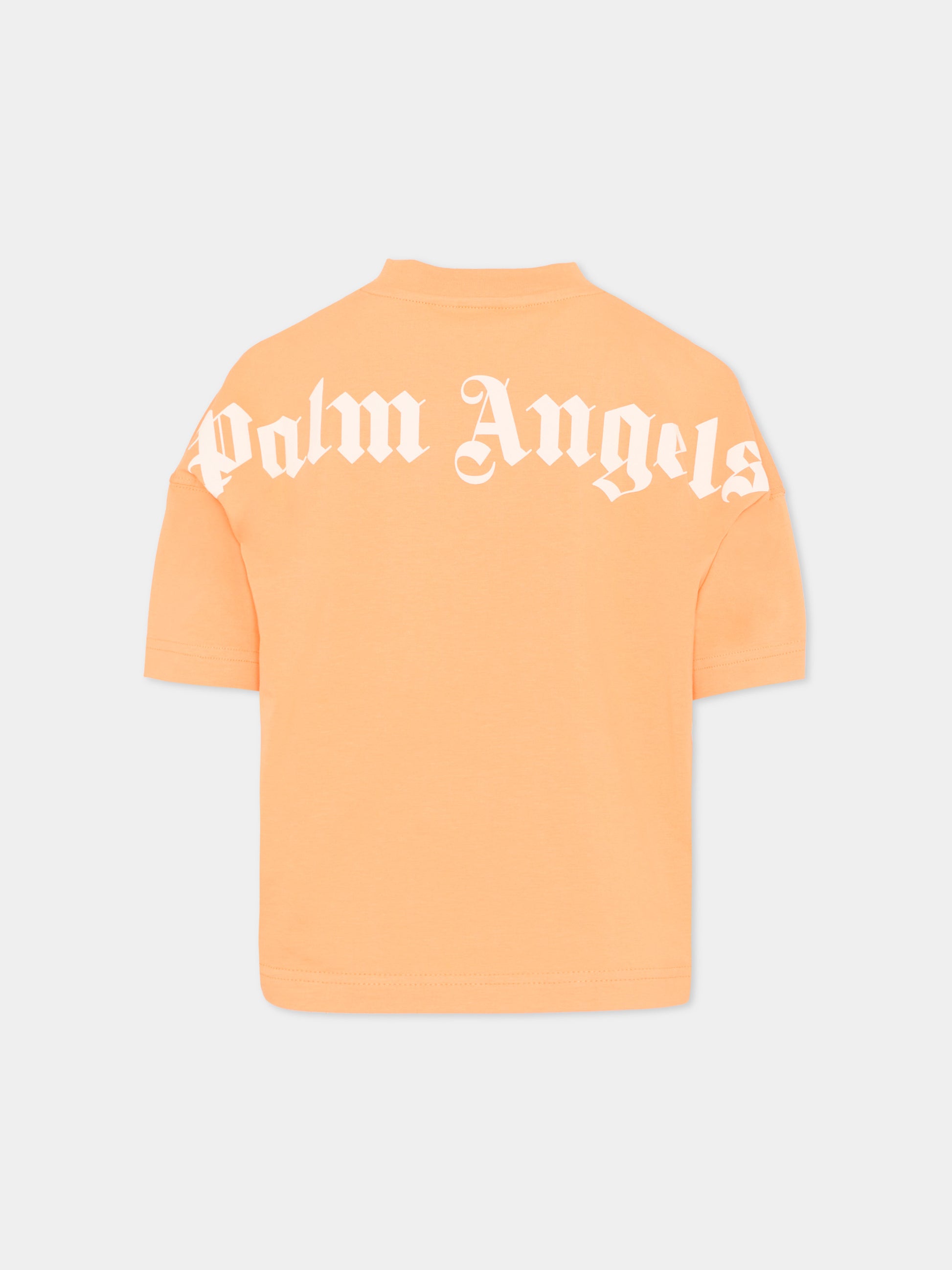 T-Shirt arancione per bambini con logo,Palm Angels,PBAA002S26JER001 030