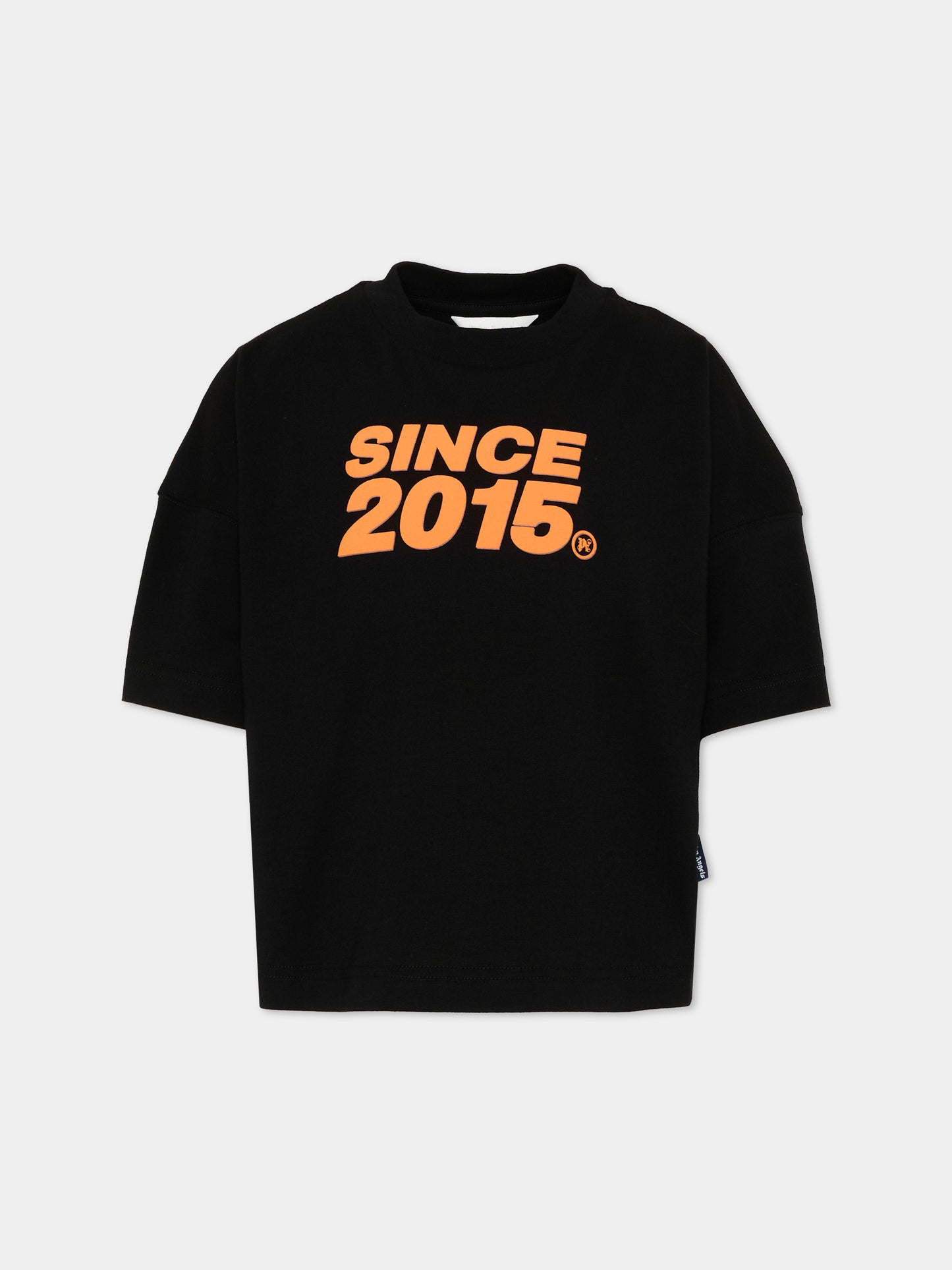 T-Shirt nera per bambini con stampa palma,Palm Angels,PBAA002S26JER002 110