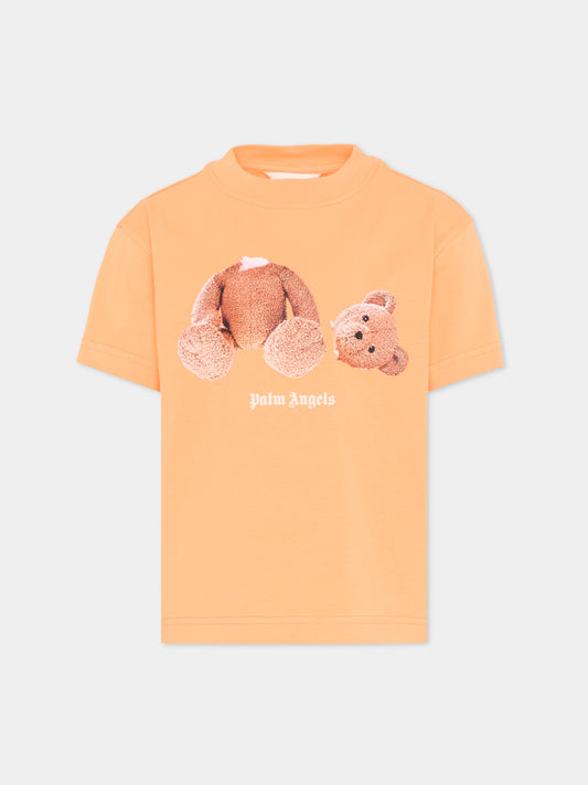 T-Shirt arancione teddy bear per bambini,Palm Angels,PBAA003S26JER001 030