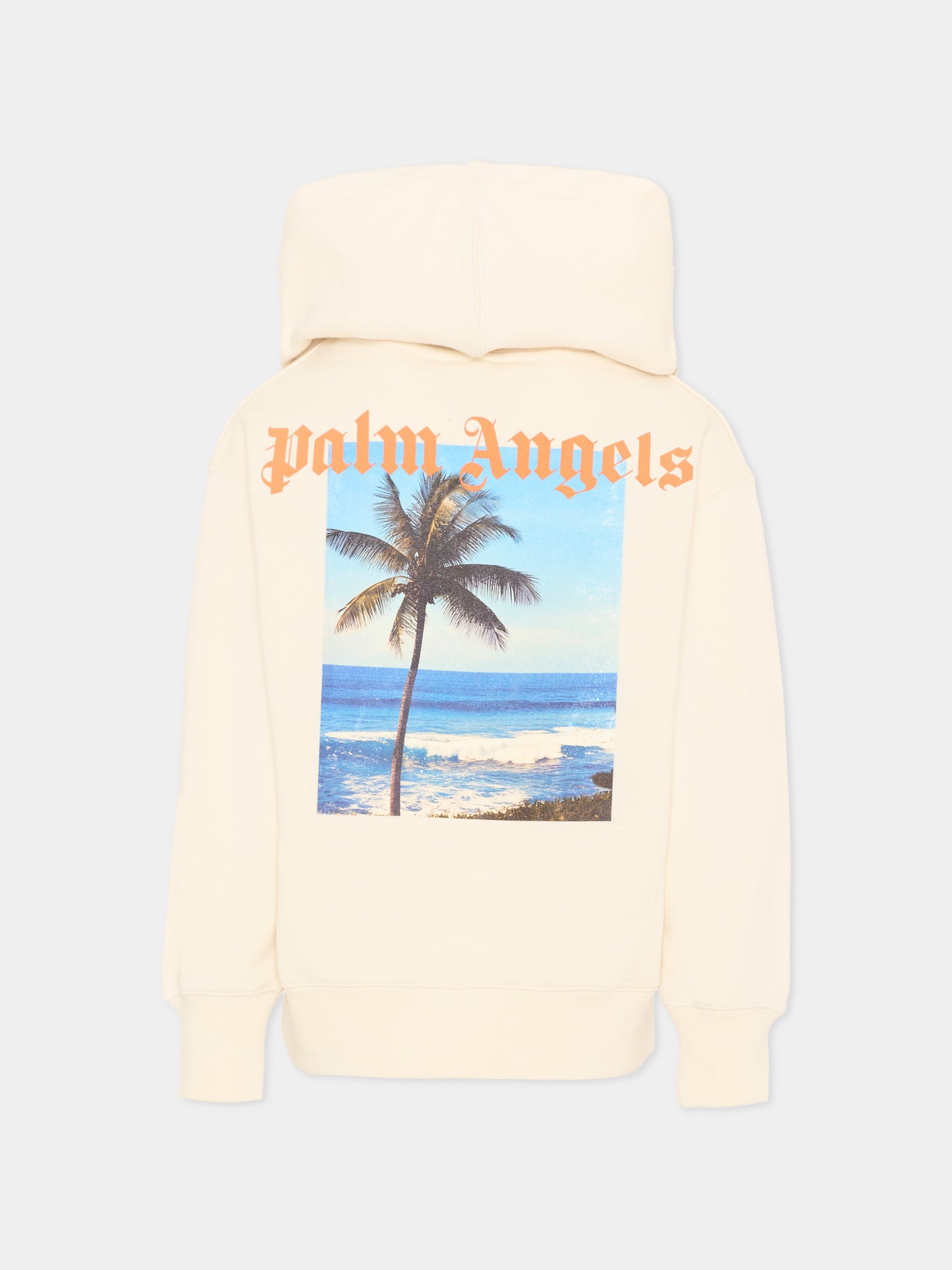 Felpa avorio per bambino con stampa logo,Palm Angels,PBBB012S26FLE008 002