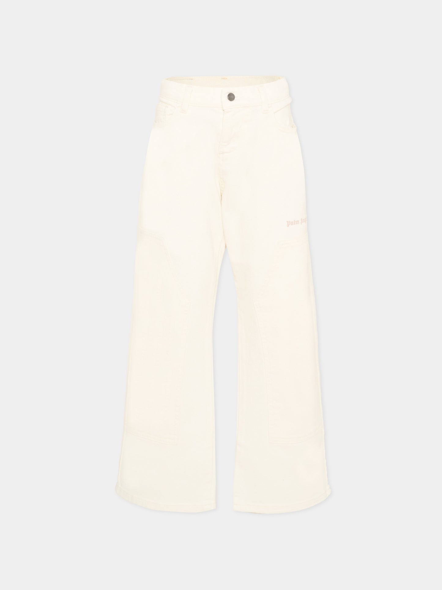 Jeans bianco per bambino con logo,Palm Angels,PBCA01HS26FAB001 002