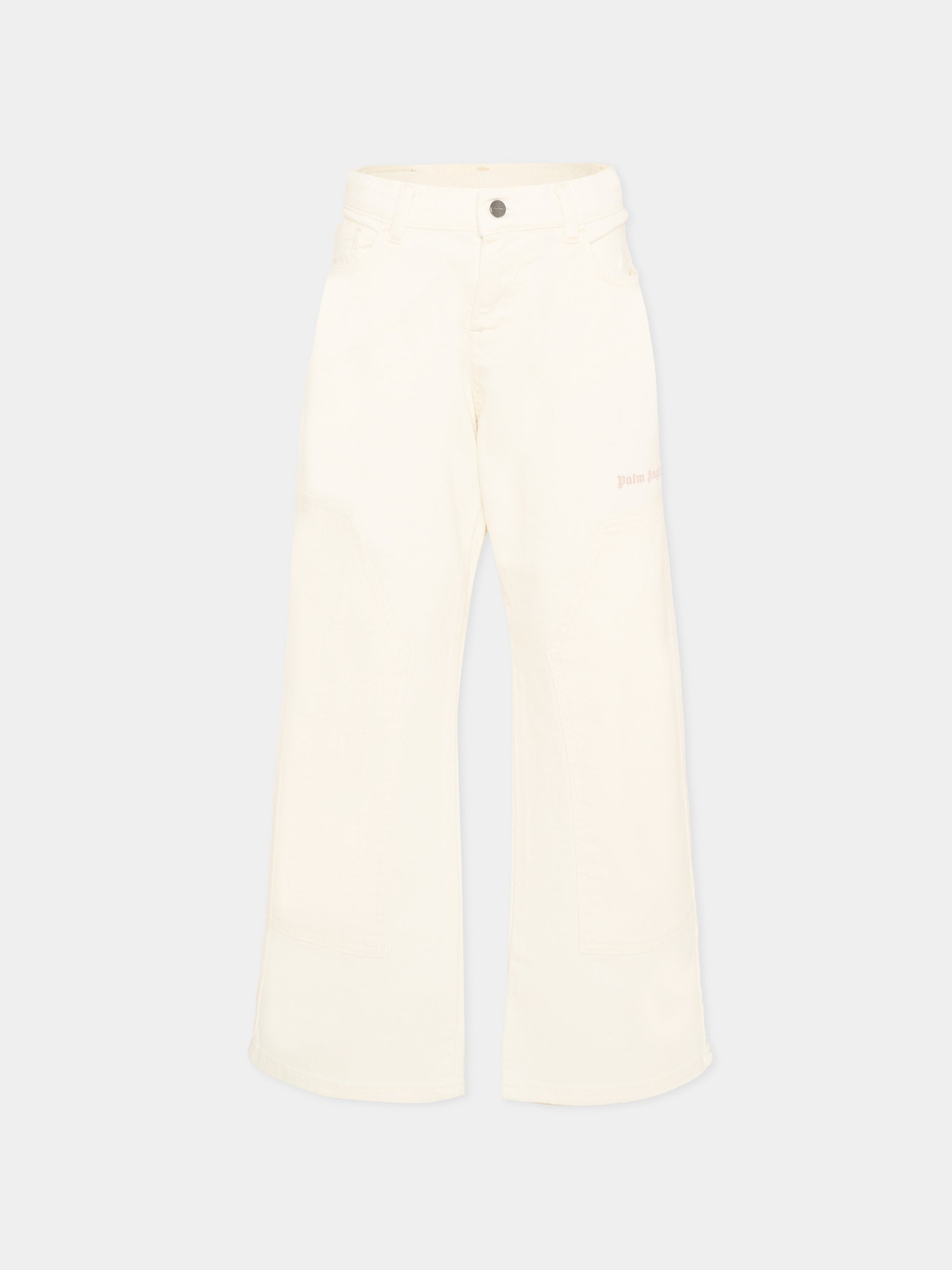 Jeans bianco per bambino con logo,Palm Angels,PBCA01HS26FAB001 002