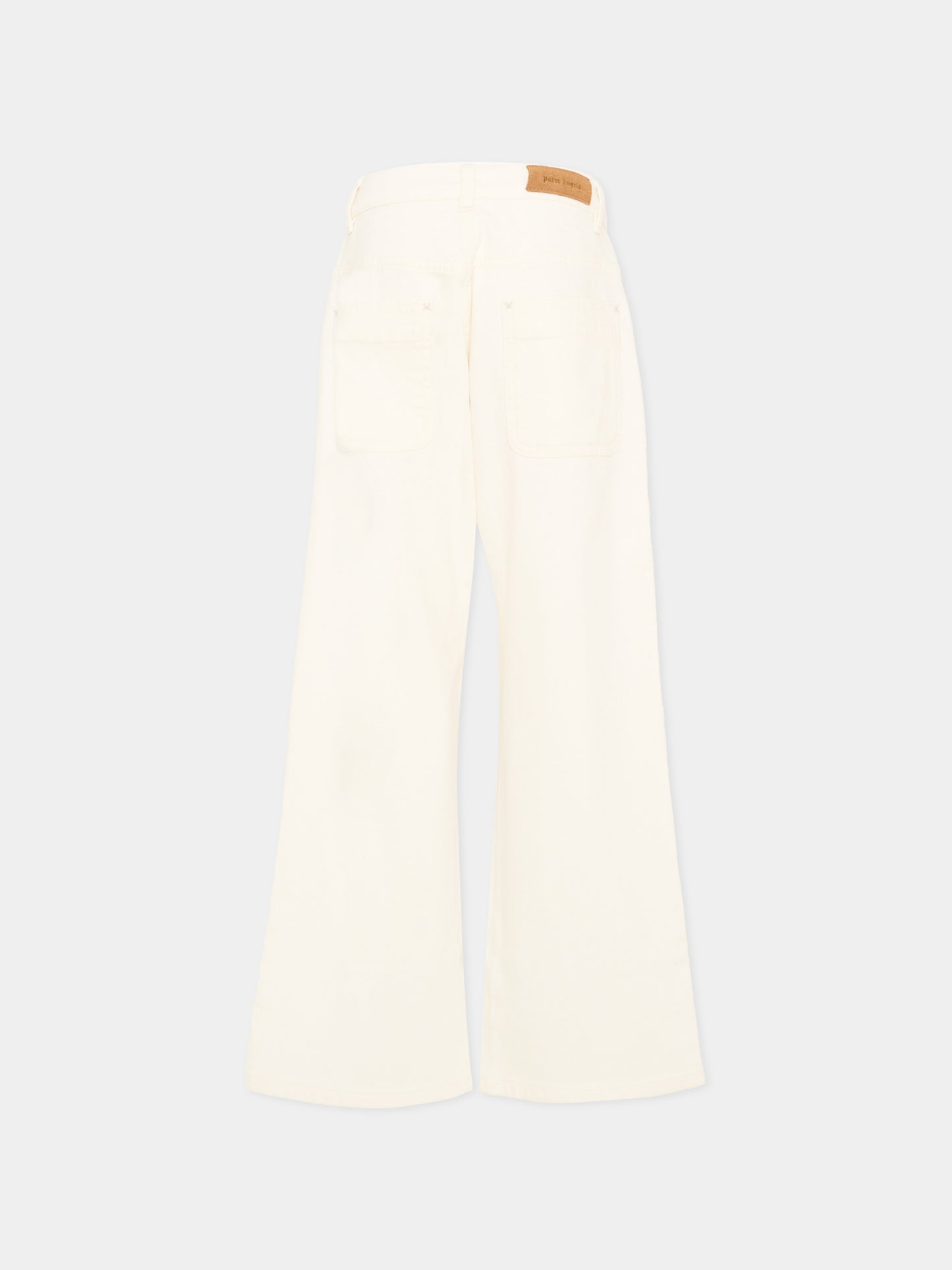 Jeans bianco per bambino con logo,Palm Angels,PBCA01HS26FAB001 002