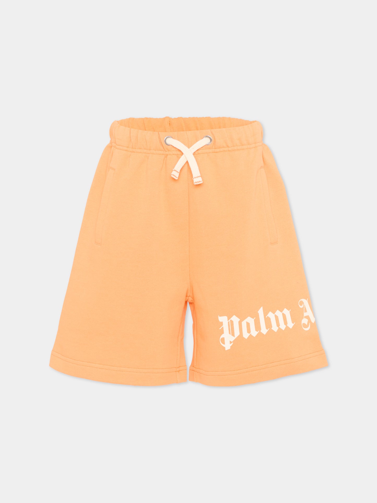 Shorts sportivi arancione per bambini con logo,Palm Angels,PBCI006S26FLE001 030