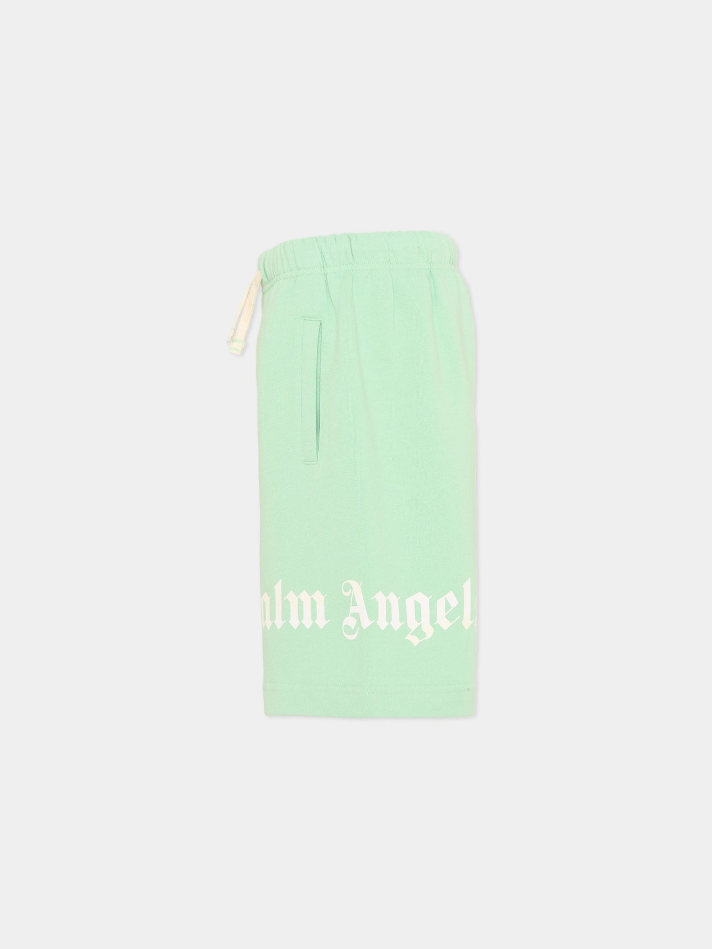 Shorts sportivi verdi per bambini con logo,Palm Angels,PBCI006S26FLE001 080