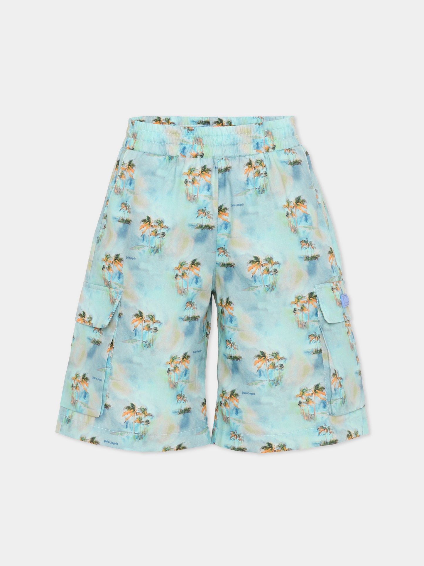 Shorts azzurri per bambino con palme,Palm Angels,PBCS002S26FAB001 960