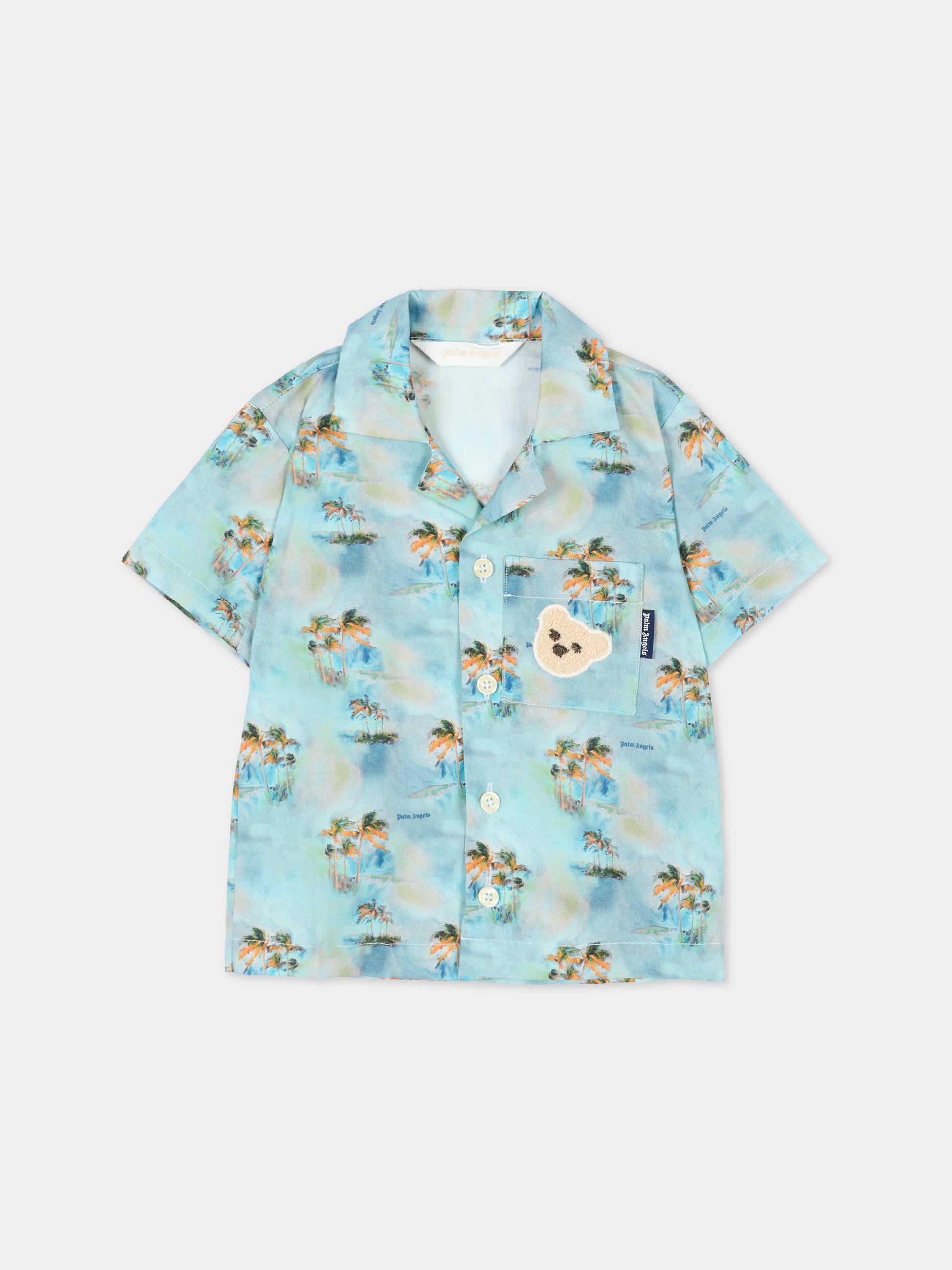 Camicia azzurra per neonato con palme,Palm Angels,PBDX001S26FAB001 960