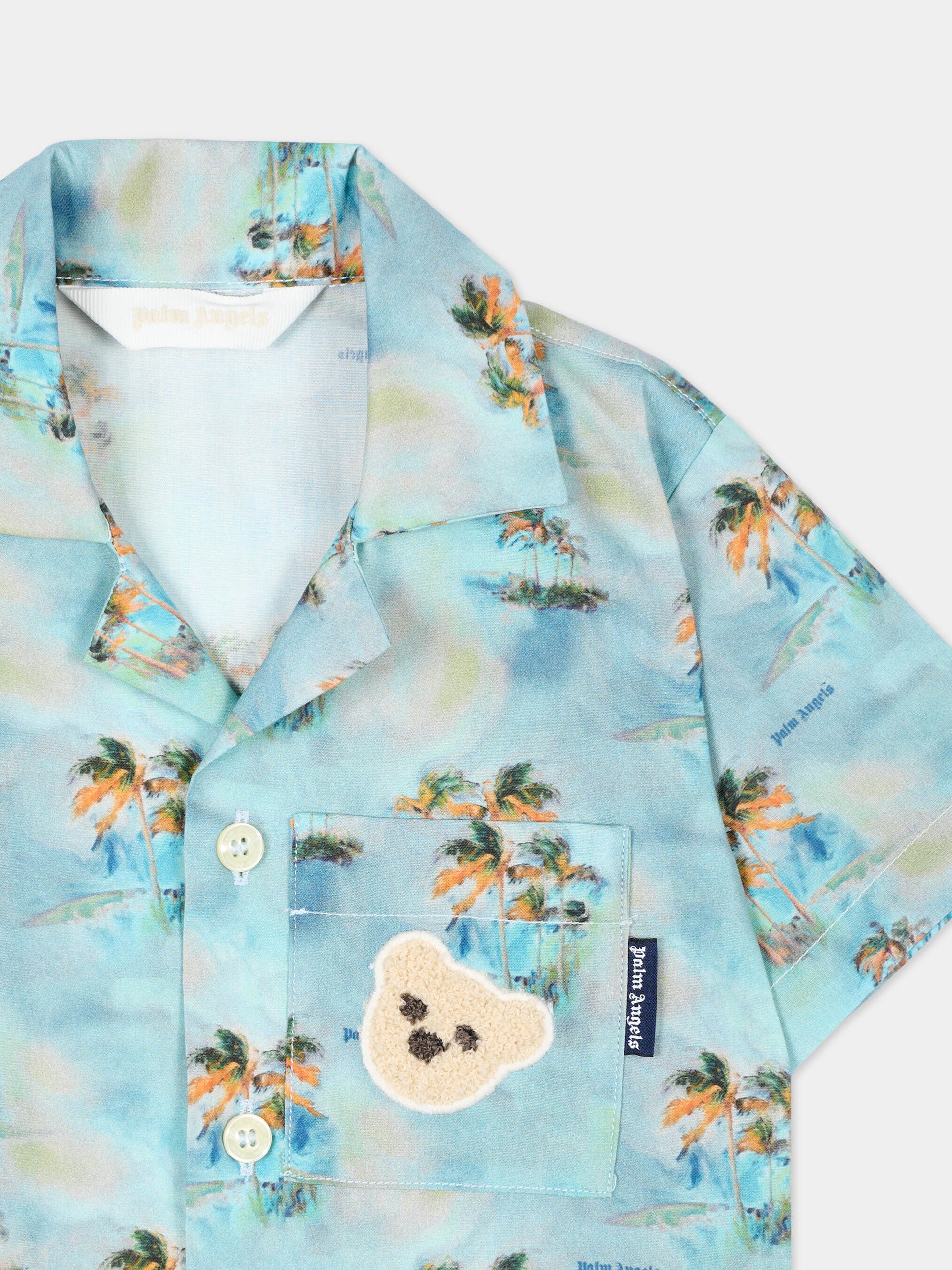 Camicia azzurra per neonato con palme,Palm Angels,PBDX001S26FAB001 960