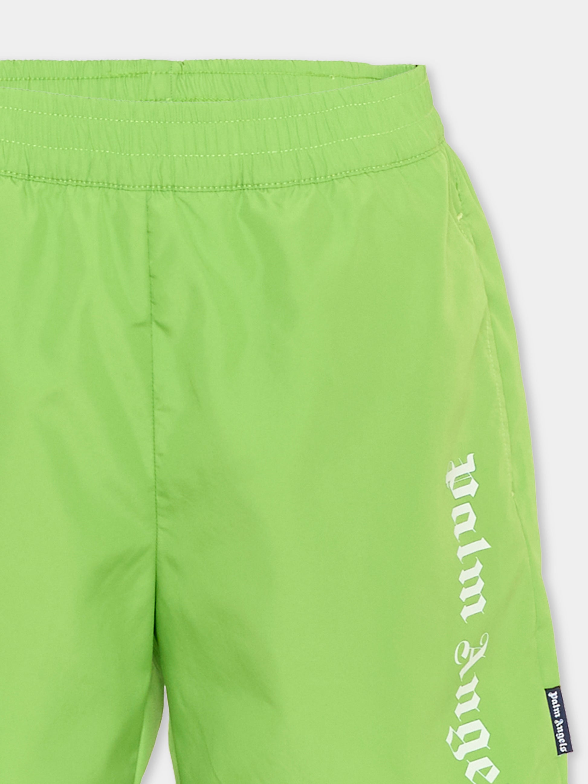 Boxer mare verde per bambino con logo,Palm Angels,PBFD003S26FAB001 080