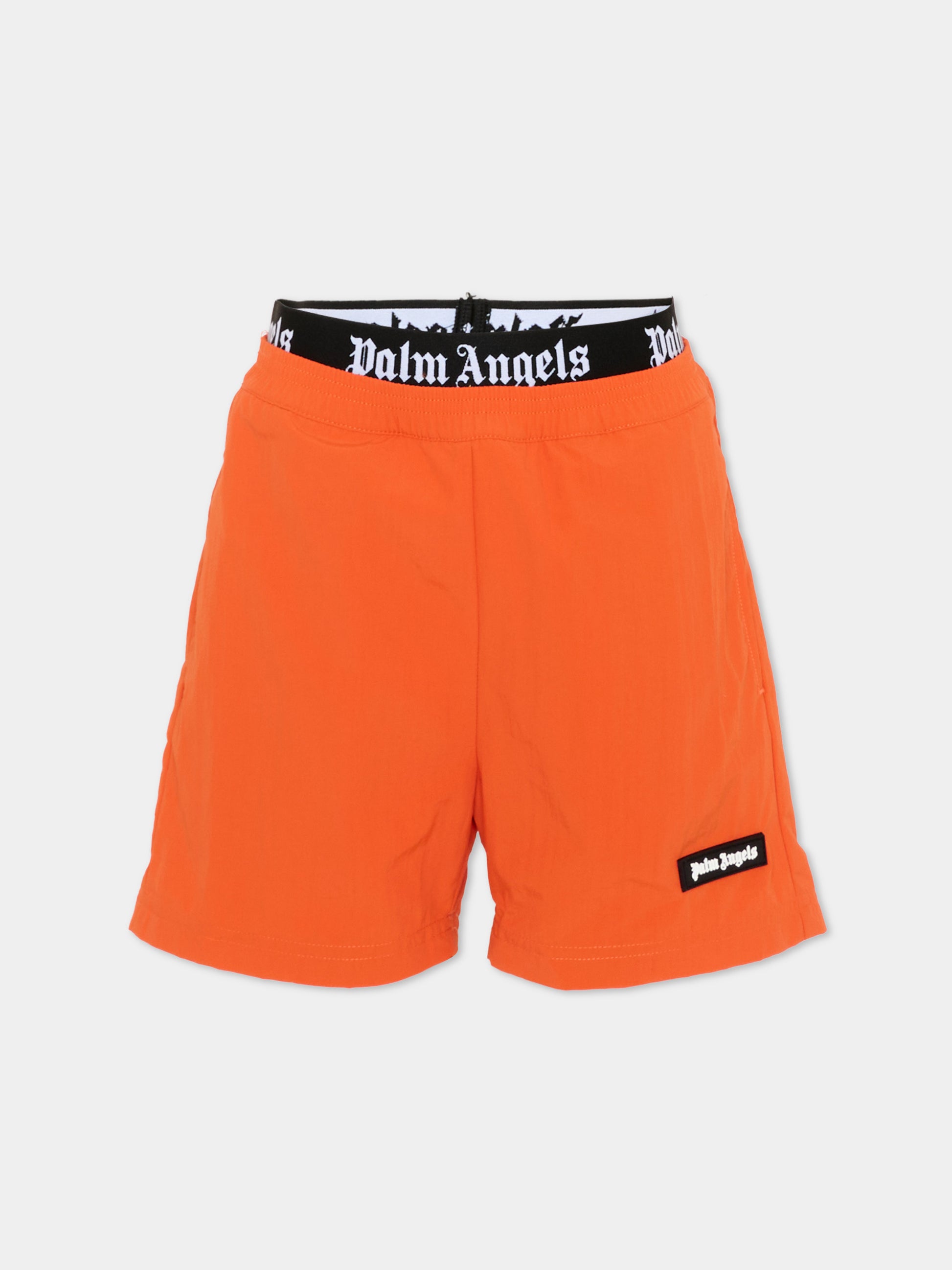 Boxer mare arancione per bambino con logo,Palm Angels,PBFD005S26FAB001 030