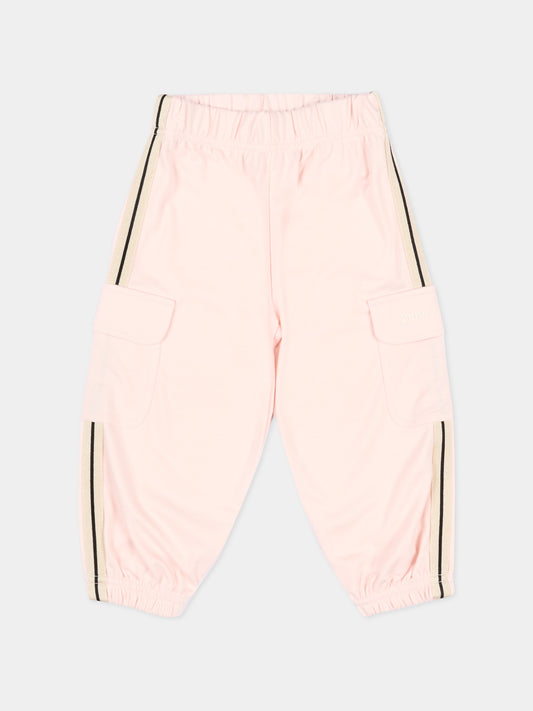 Pantaloni sportivi rosa per neonata con bande,Palm Angels,PG4X004S26FLE001 042
