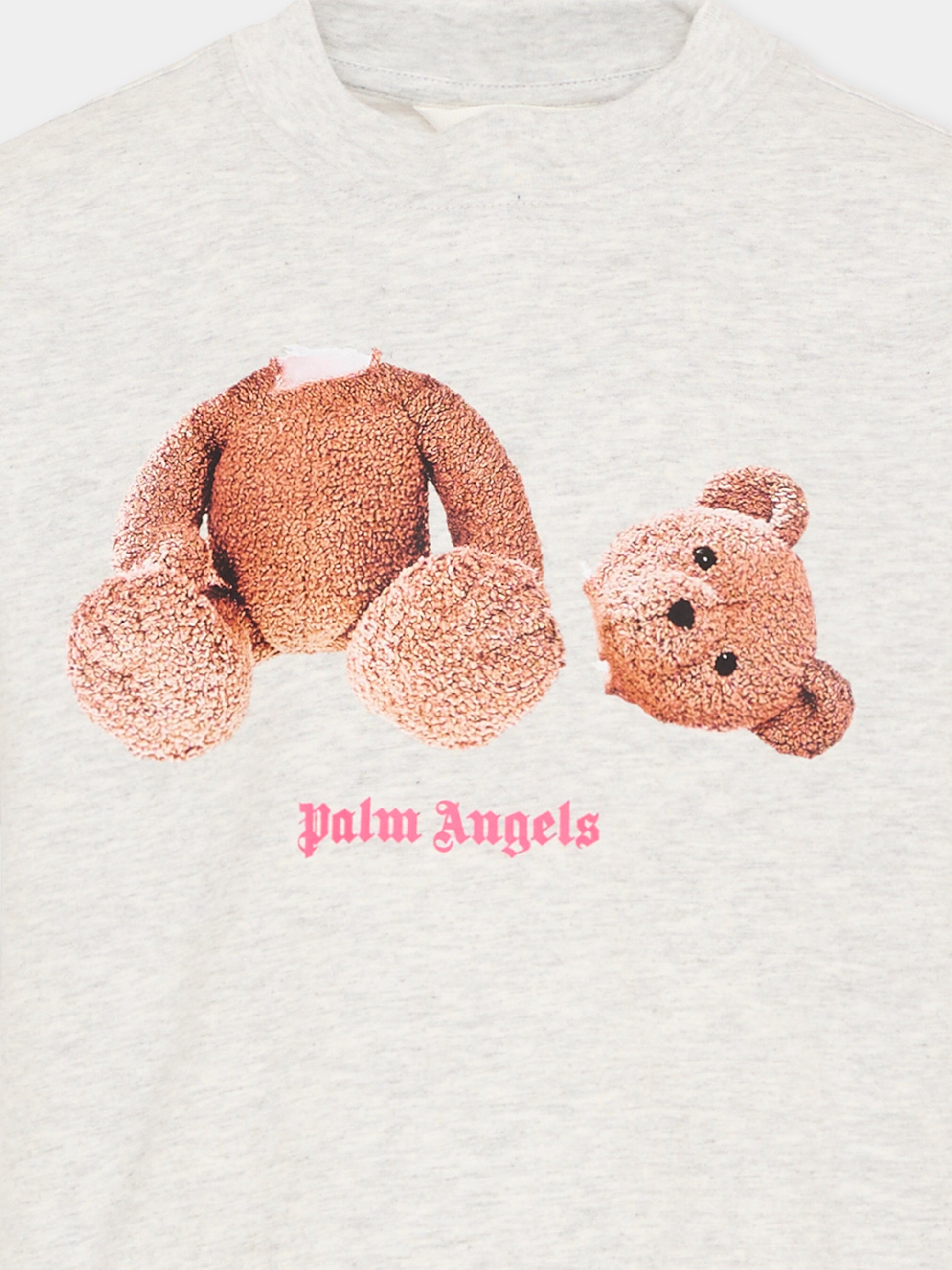 T-Shirt grigia per bambina con teddy bear,Palm Angels,PGAA002S26JER002 101