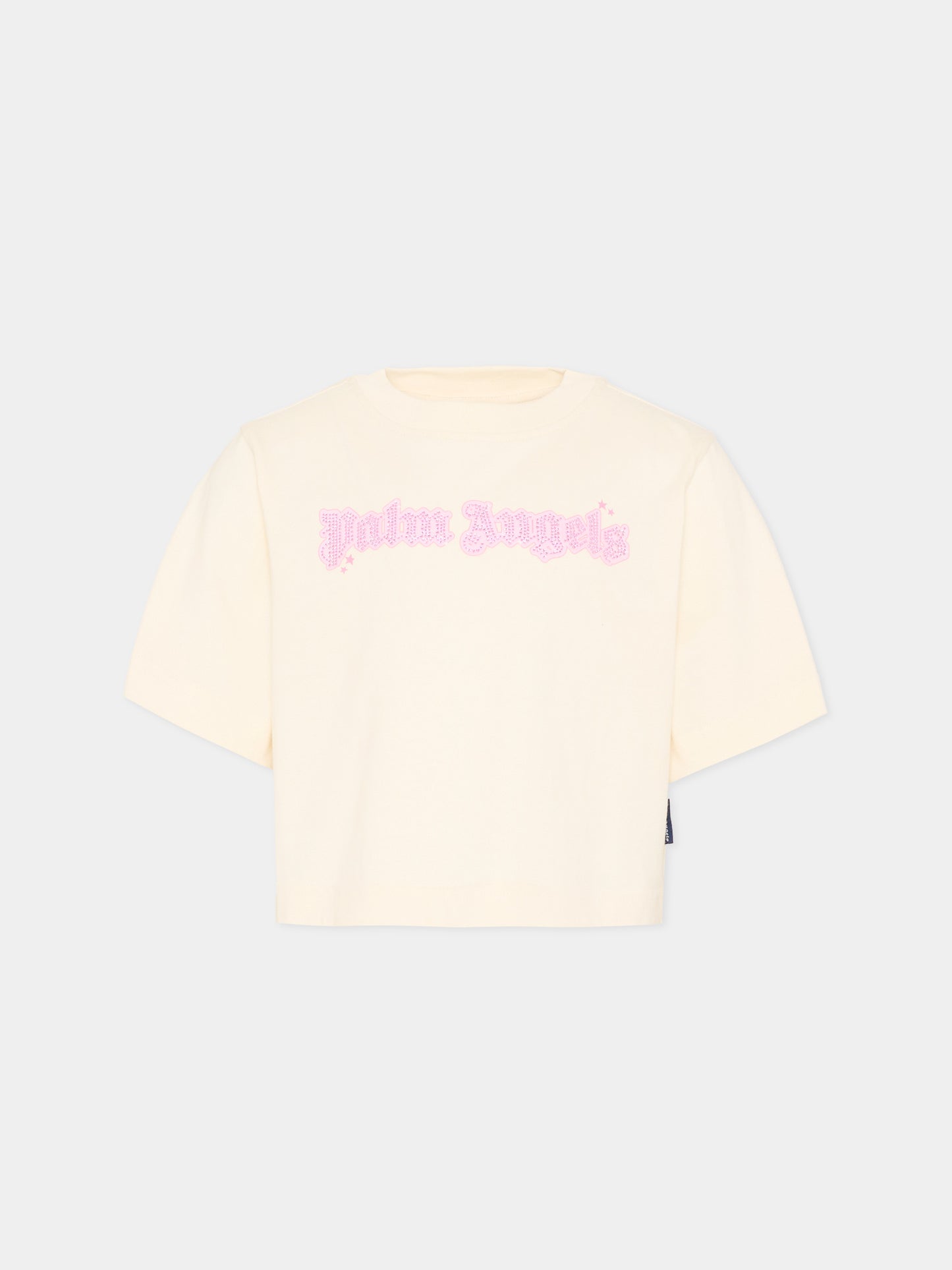 T-Shirt avorio Palm Angels per bambina,Palm Angels,PGAA004S26JER001 002