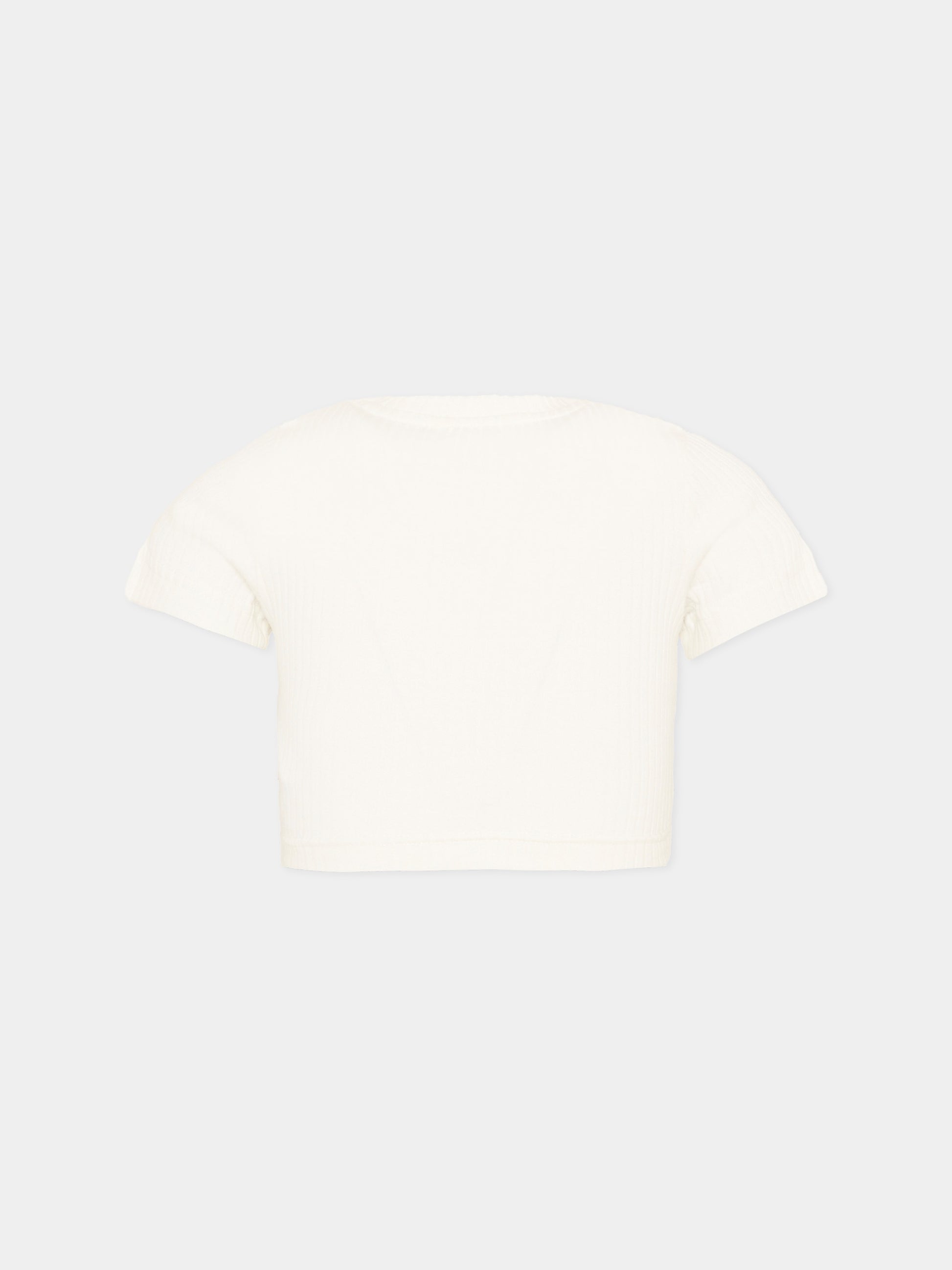 T-Shirt avorio per bambina con logo,Palm Angels,PGAA017S26JER001 002