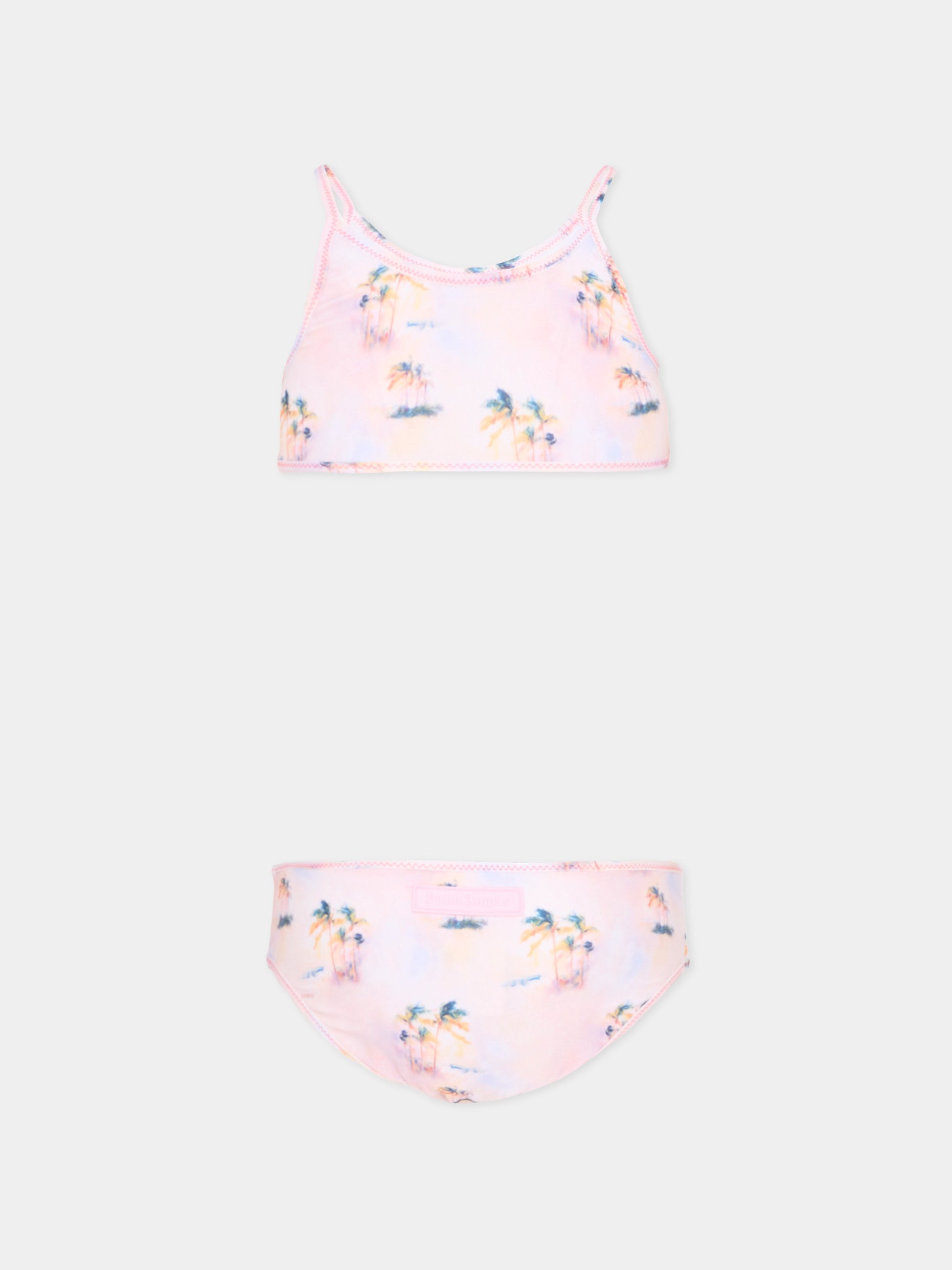 Slip e bikini rosa con palme per bambina,Palm Angels,PGFE004S26JER001 042