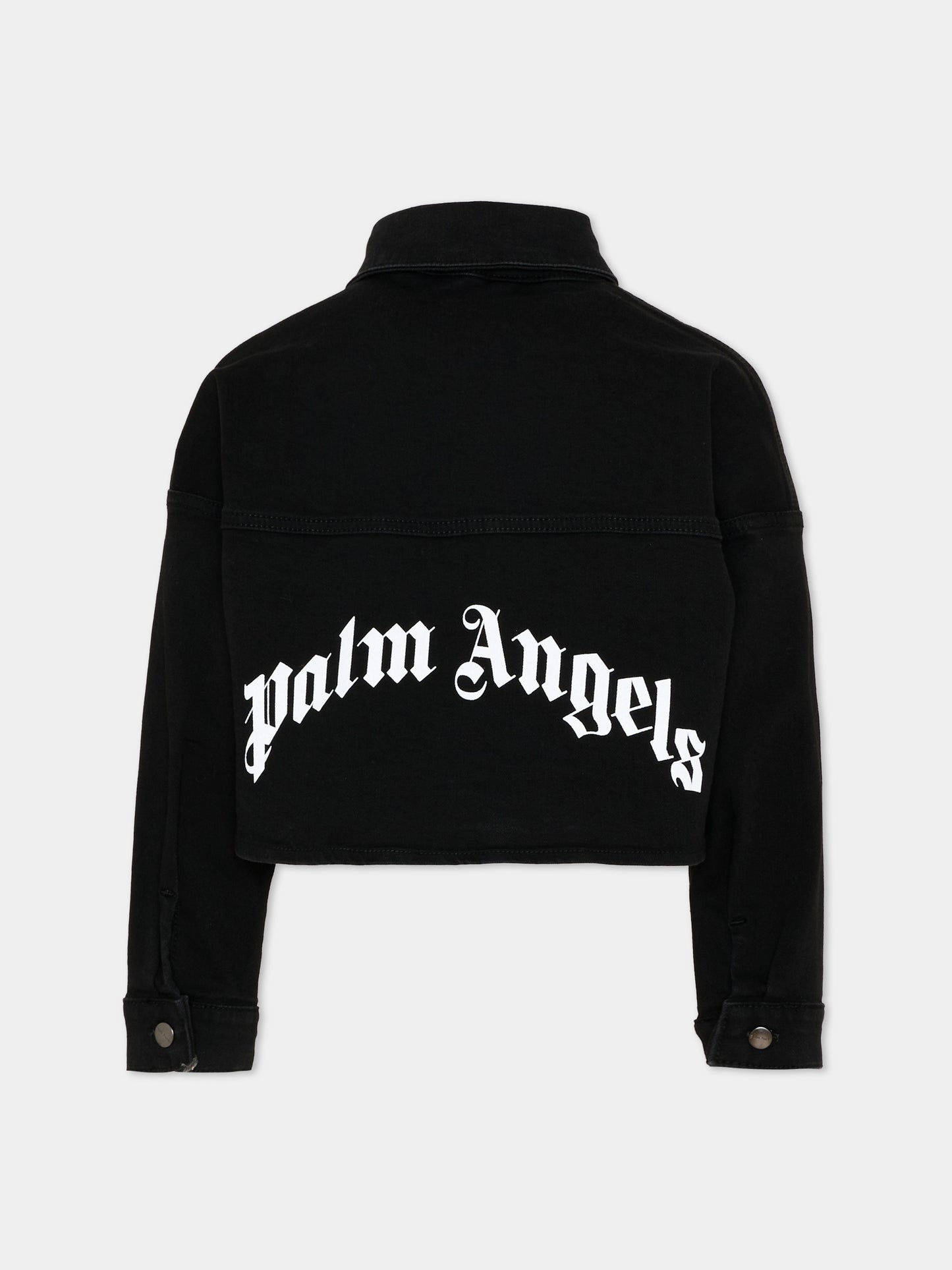 Giubbotto di jeans nero per bambina con logo,Palm Angels,PGGE007S26FAB001 110