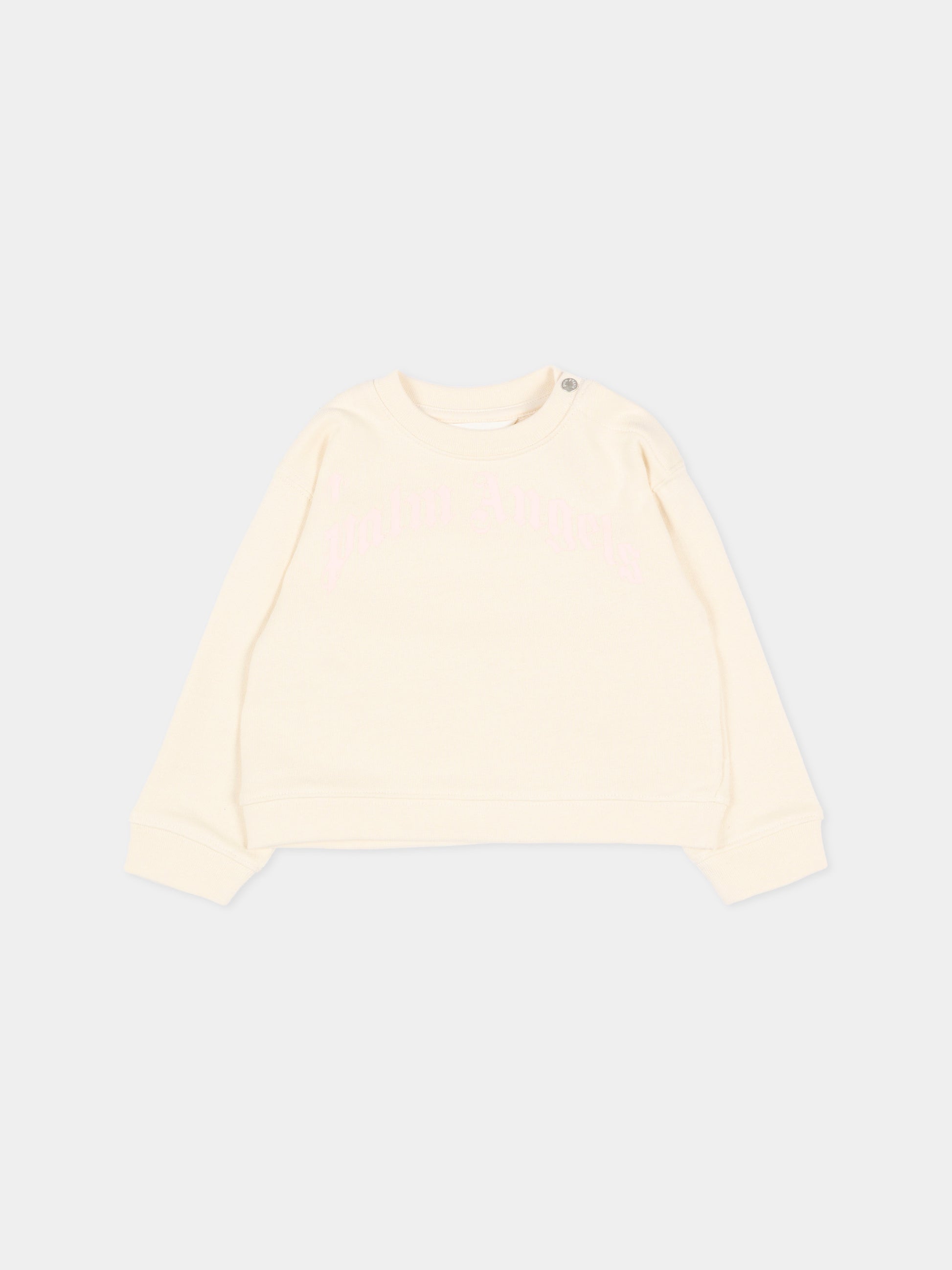 Felpa avorio per neonata con logo,Palm Angels,PGXC001S26FLE002 002