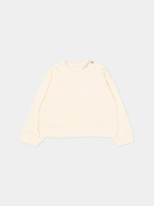 Felpa avorio per neonata con logo,Palm Angels,PGXC001S26FLE002 002
