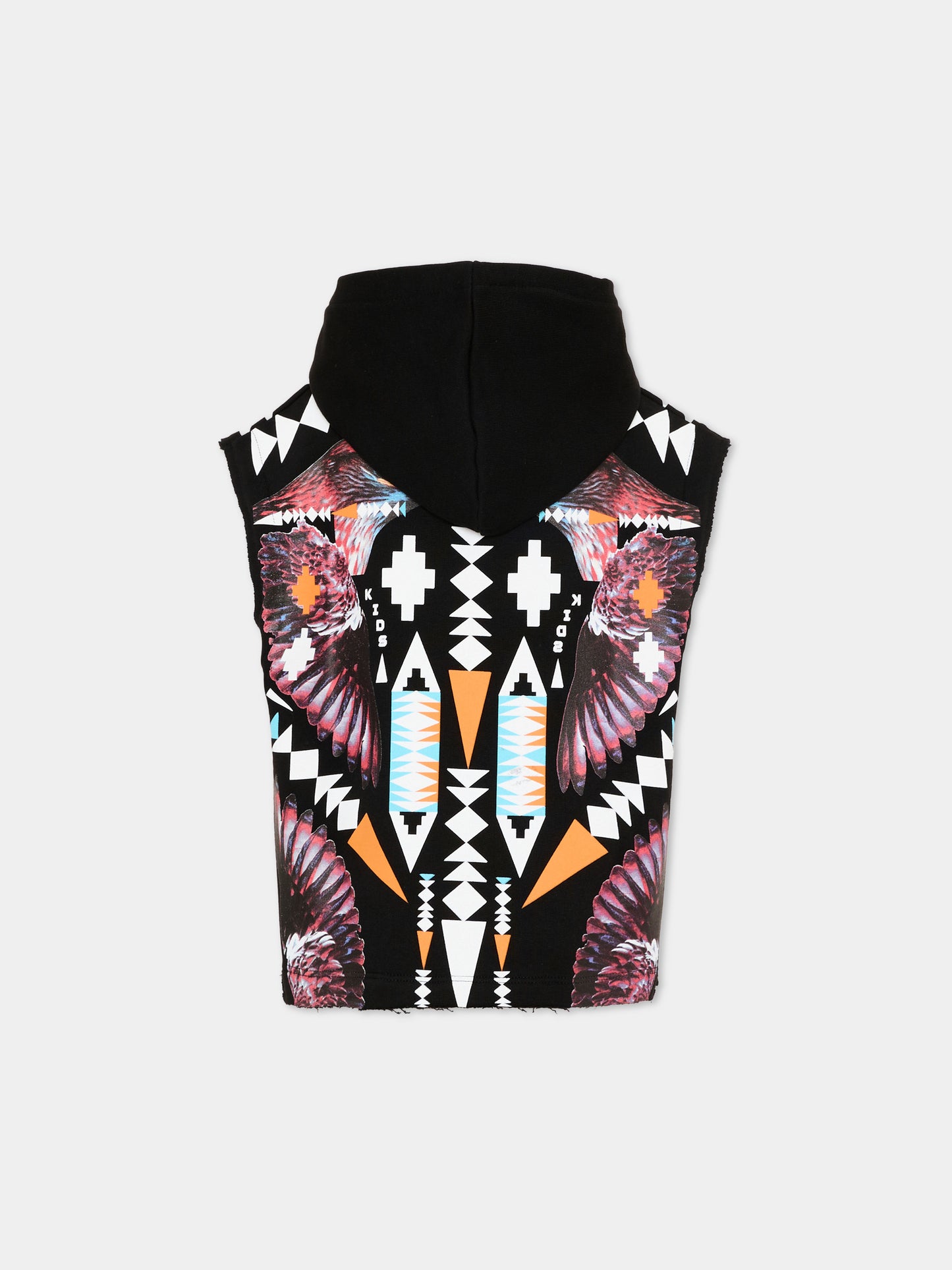 Felpa nera per bambino con stampa aquile,County Of Milan Kids,S6CMJBHS045 110