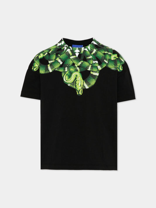 T-Shirt nera per bambino con serpente,County Of Milan Kids,S6CMJBTH009 110