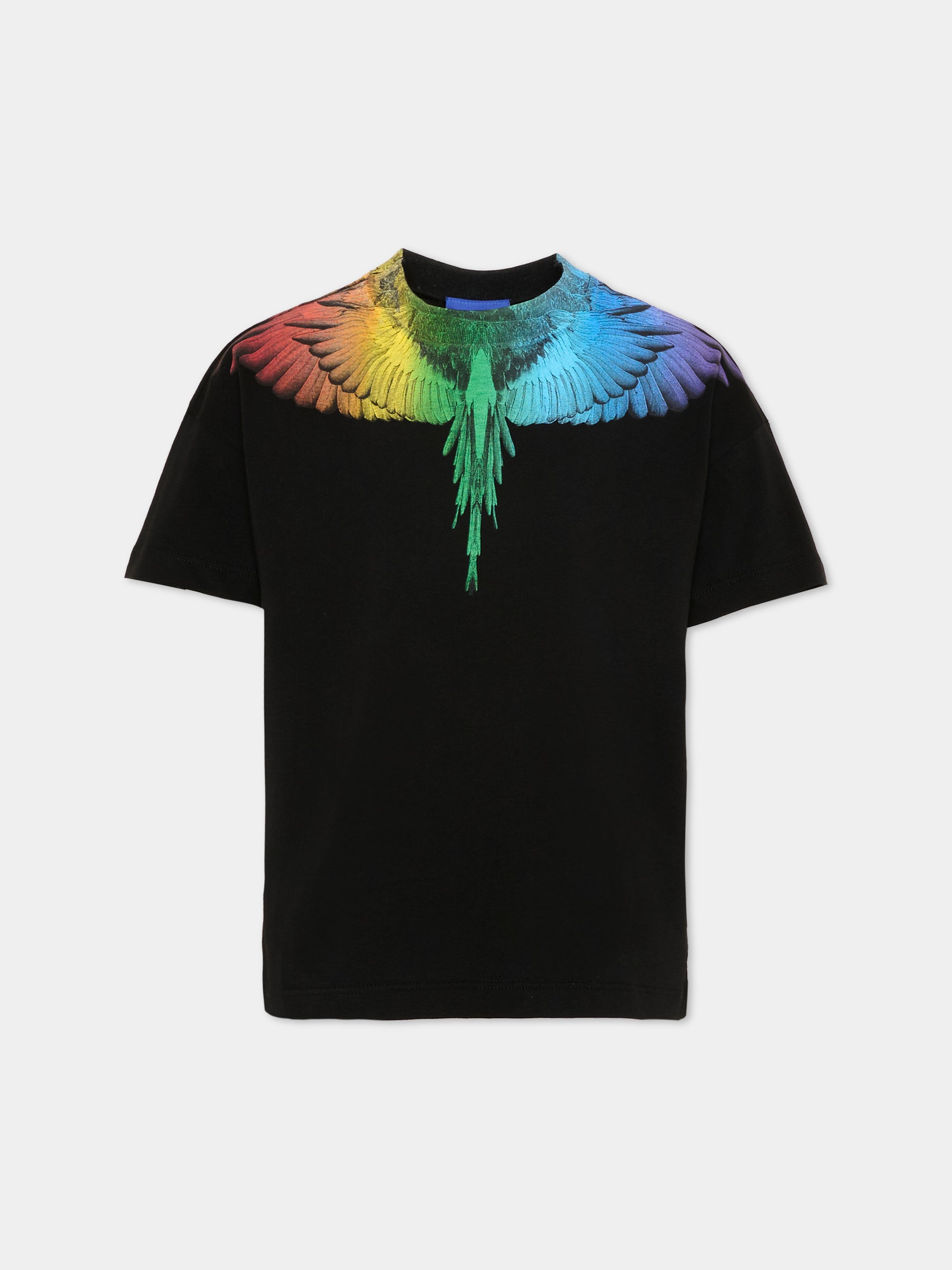 T-Shirt nera per bambino con ali multicolor,County Of Milan Kids,S6CMJBTH028 110