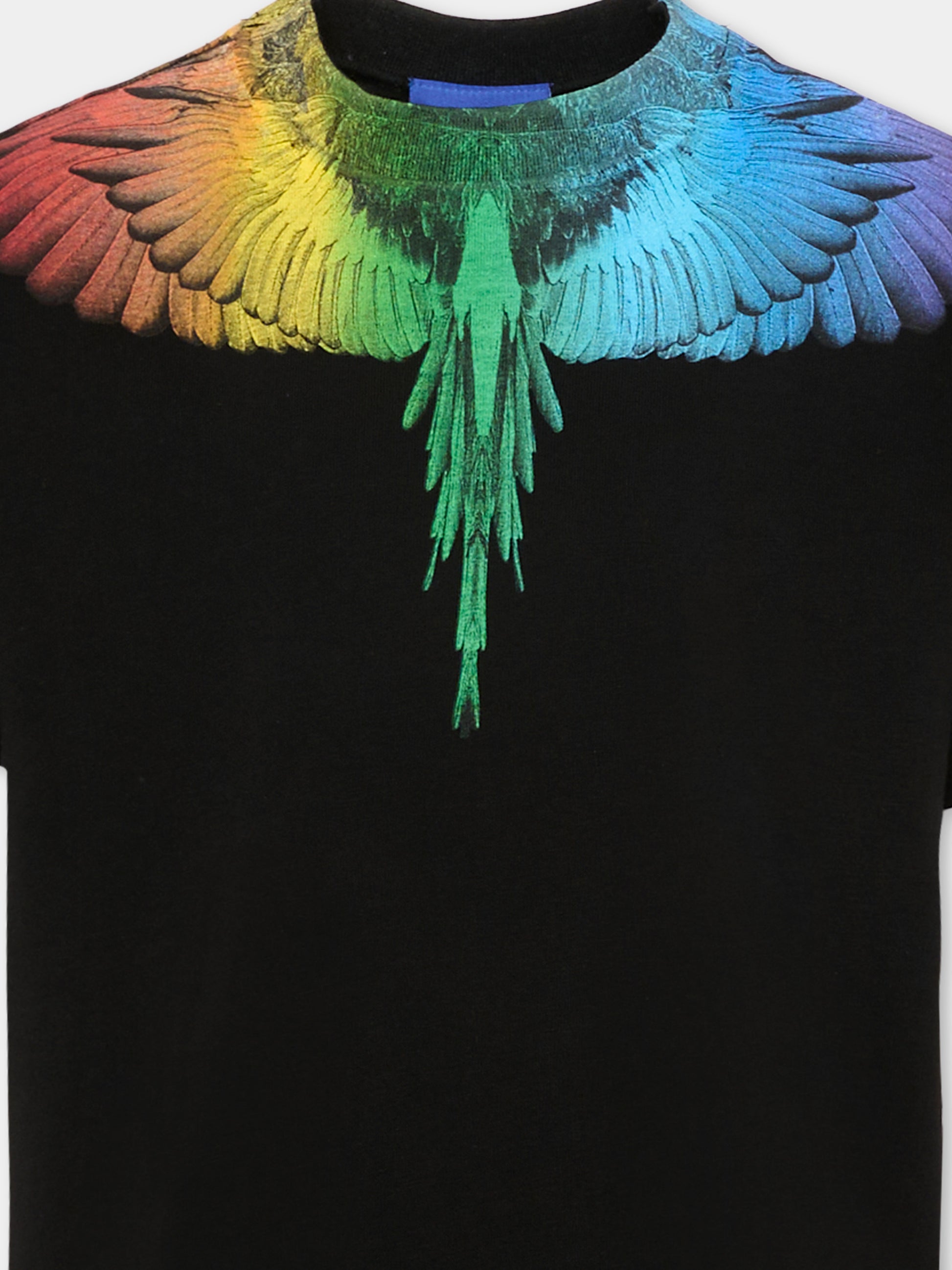 T-Shirt nera per bambino con ali multicolor,County Of Milan Kids,S6CMJBTH028 110