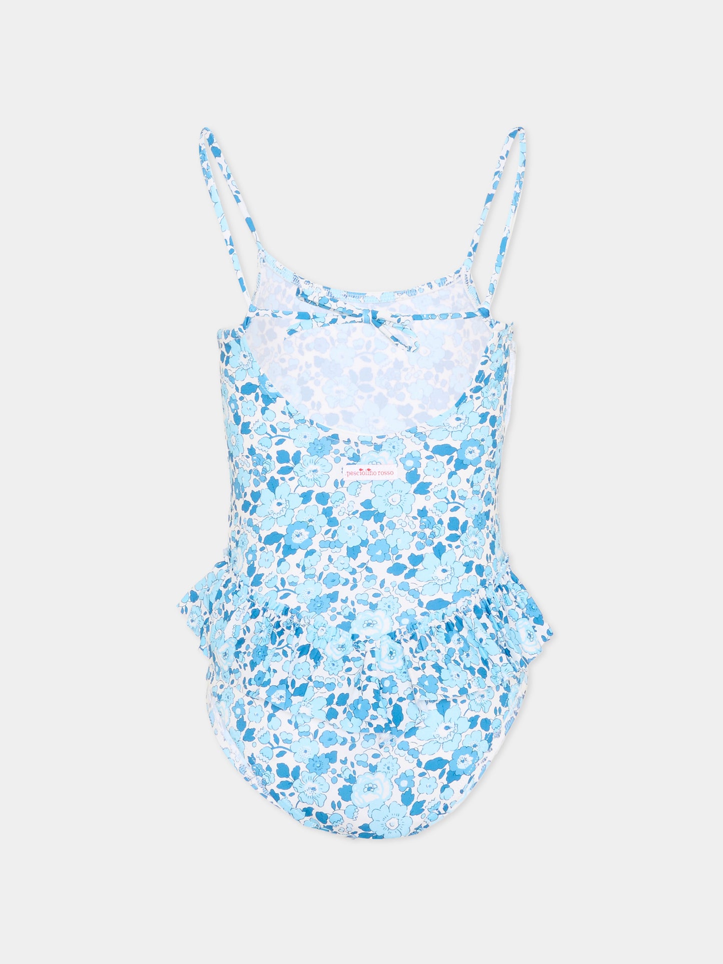 Costume intero celeste per bambina floreale,Pesciolino Rosso,INLY06 S 177