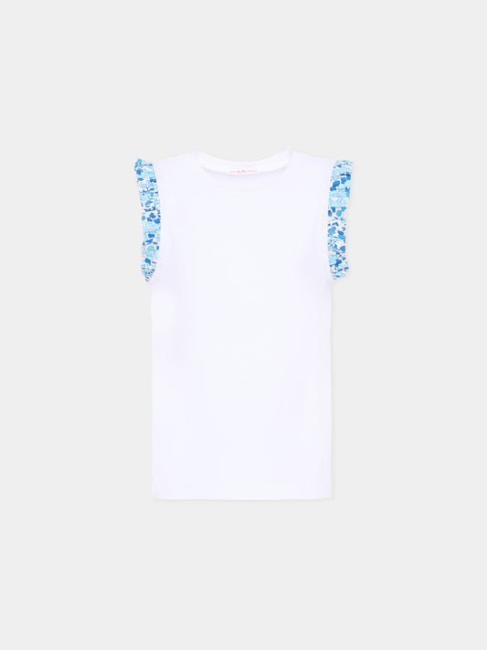 T-Shirt bianca per bambina con volant,Pesciolino Rosso,TSF7 S 177