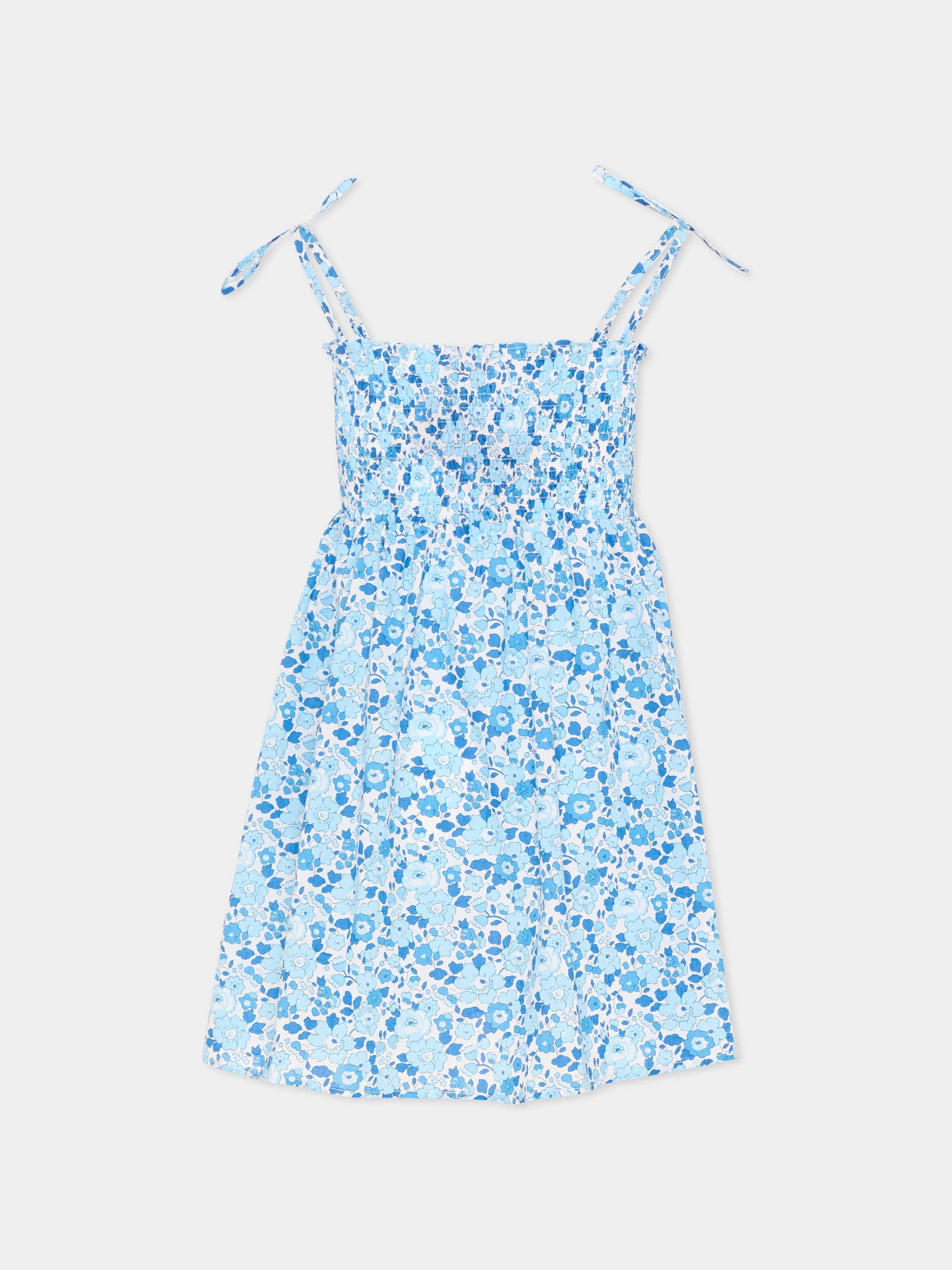 Copricostume celeste per bambina floreale,Pesciolino Rosso,ABI LIBERTY S 177