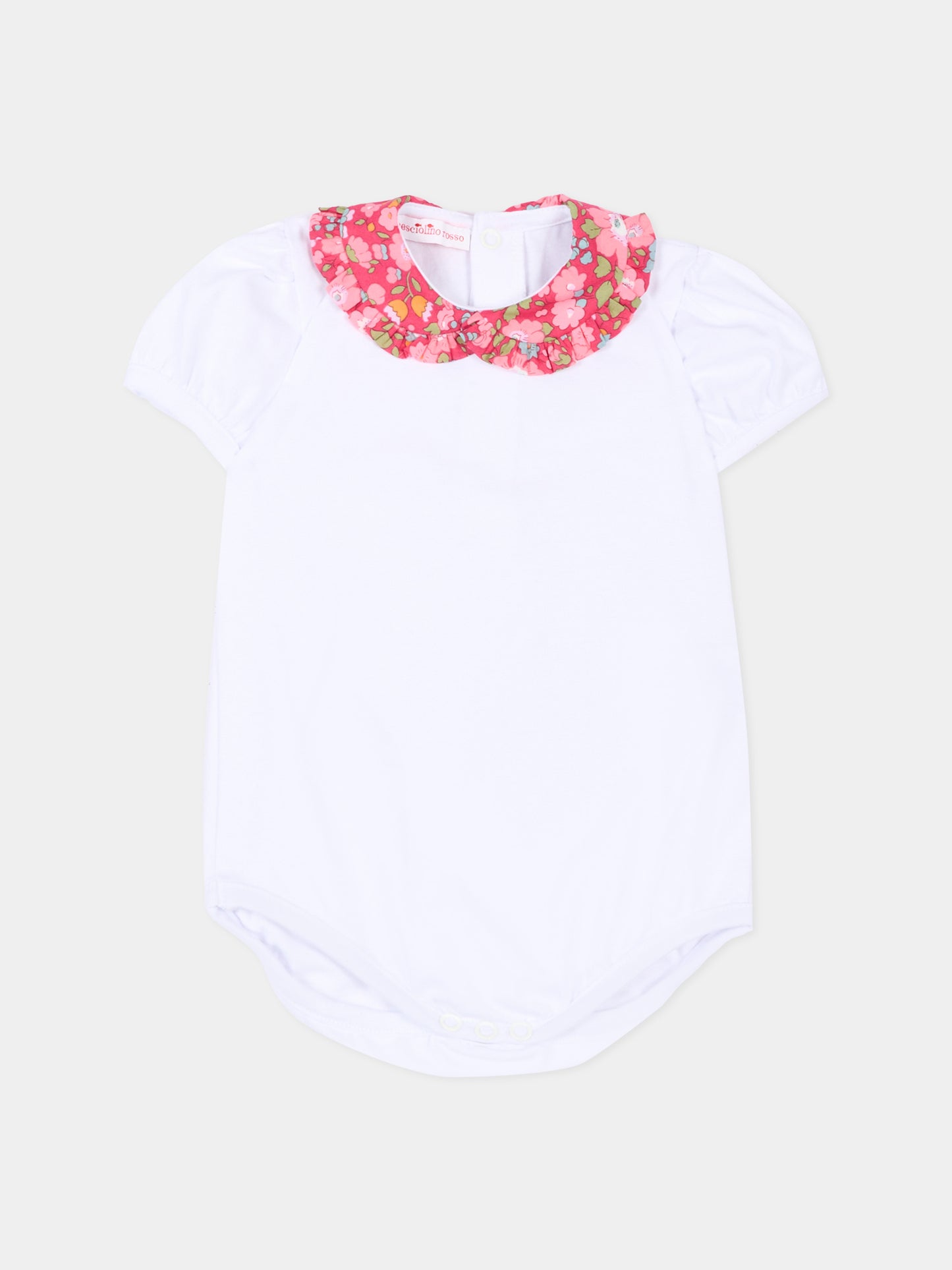 Body bianco per neonata con colletto floreale,Pesciolino Rosso,BD01 S 182