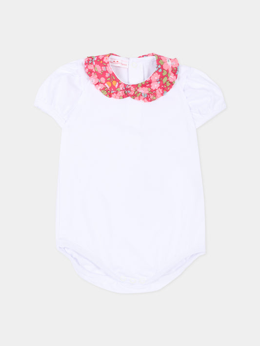 Body bianco per neonata con colletto floreale,Pesciolino Rosso,BD01 S 182