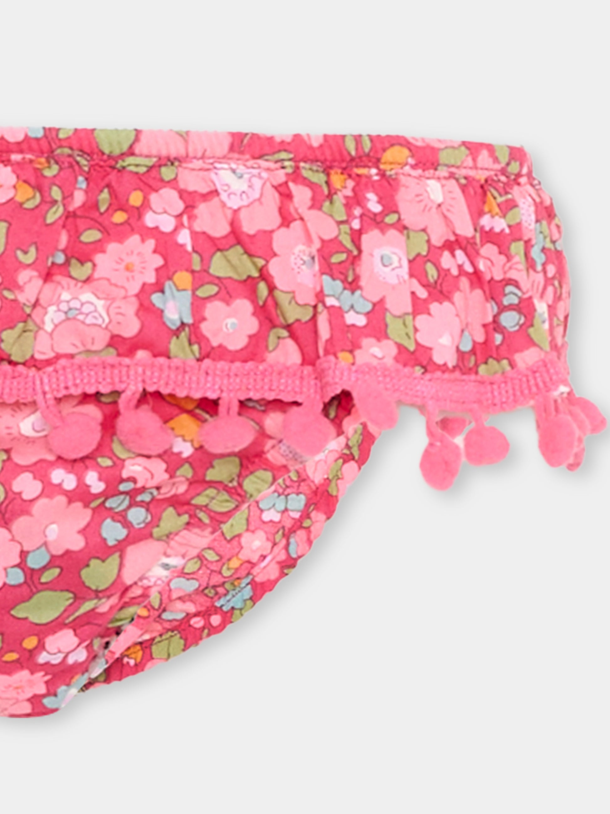 Slip bikini fucsia per bambina floreale,Pesciolino Rosso,F3 PONPON S 182