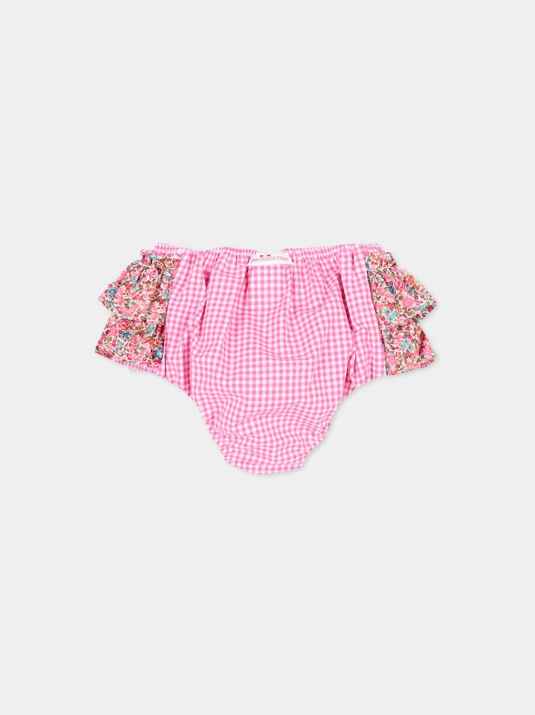 Slip bikini fucsia per neonata vichy,Pesciolino Rosso,N04 PATCH S 185