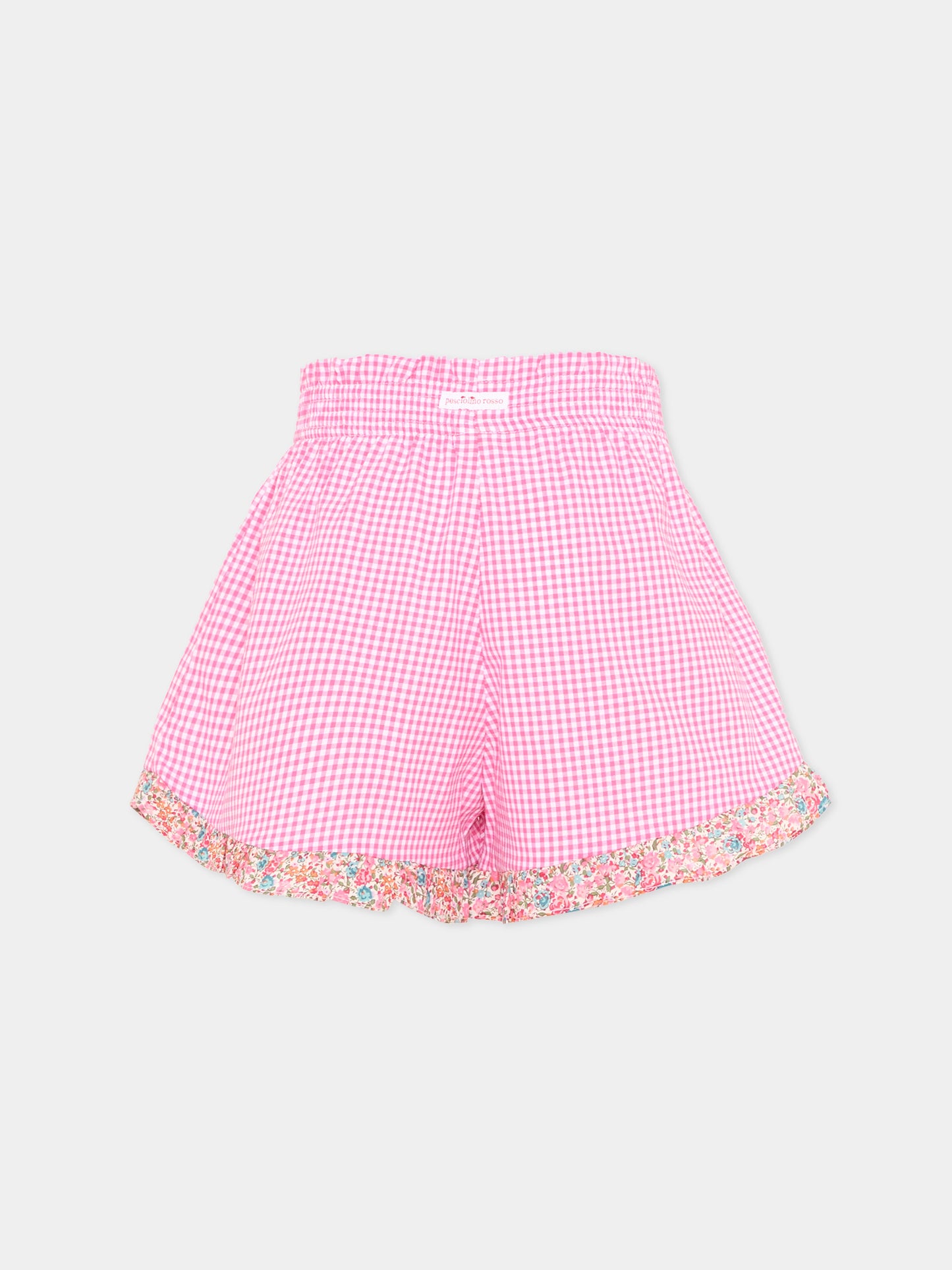 Shorts fucsia per bambina vichy,Pesciolino Rosso,SHO07 PATCH S 185