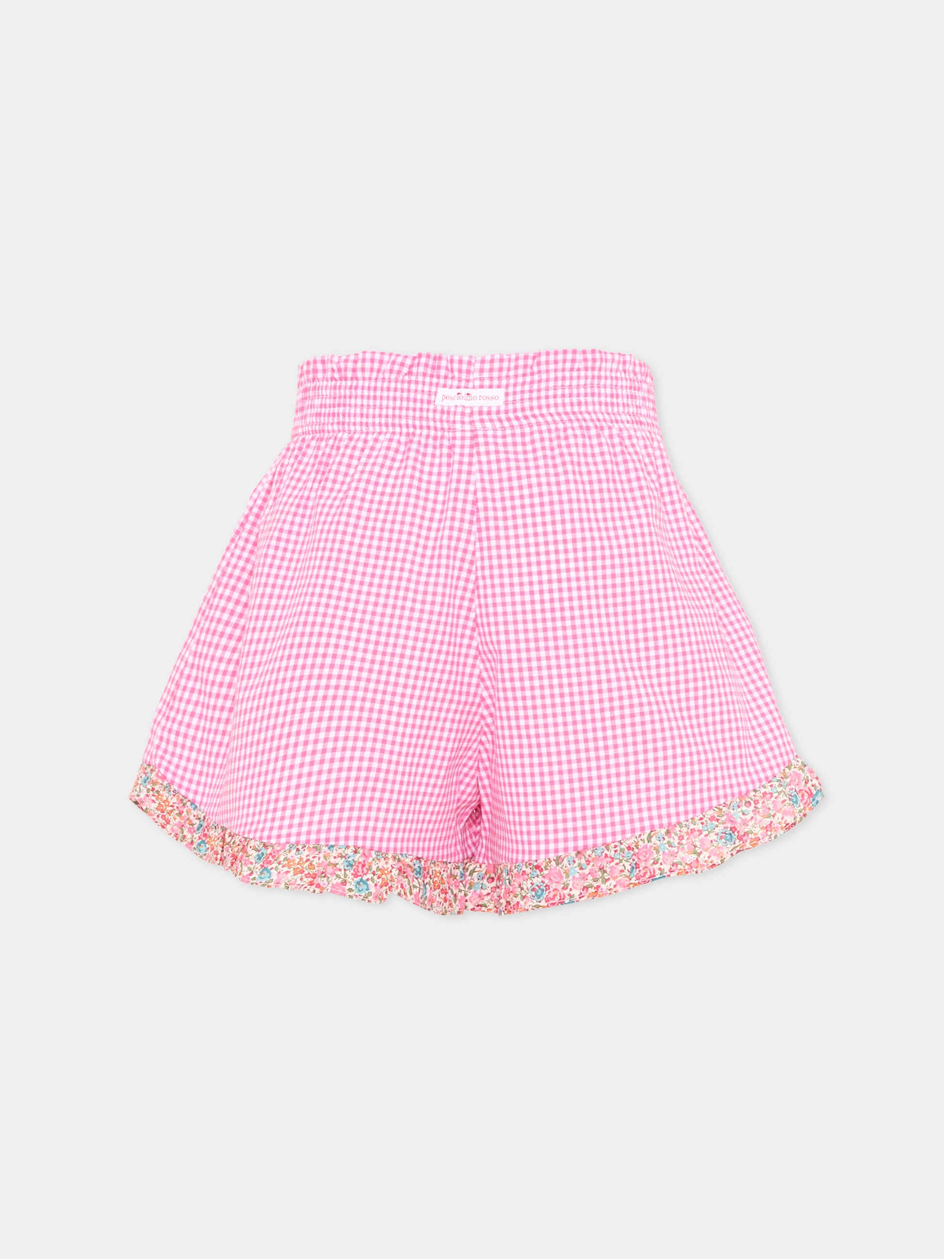 Shorts fucsia per bambina vichy,Pesciolino Rosso,SHO07 PATCH S 185
